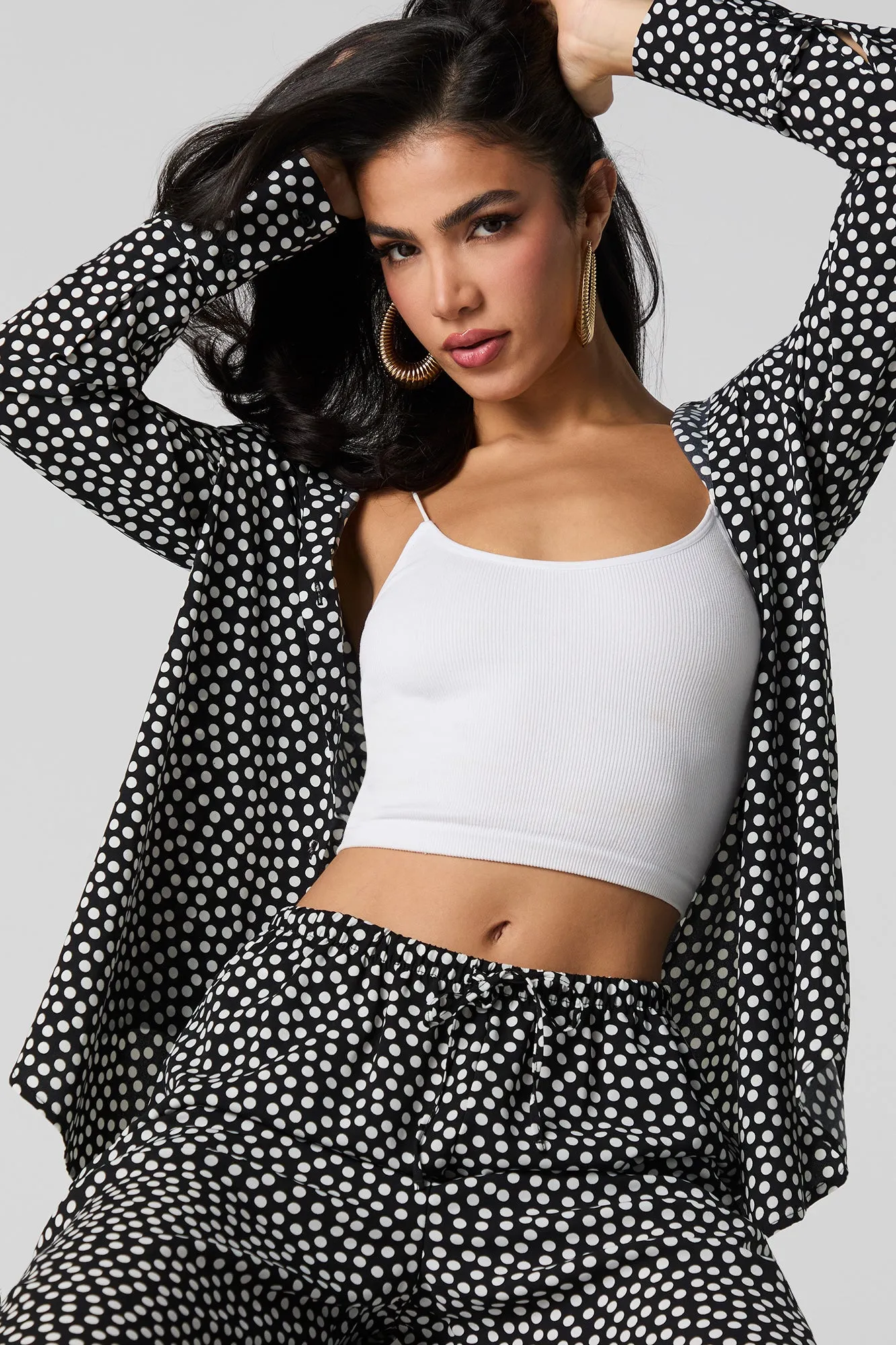 Printed Button-Up Top sold by Urban Planet