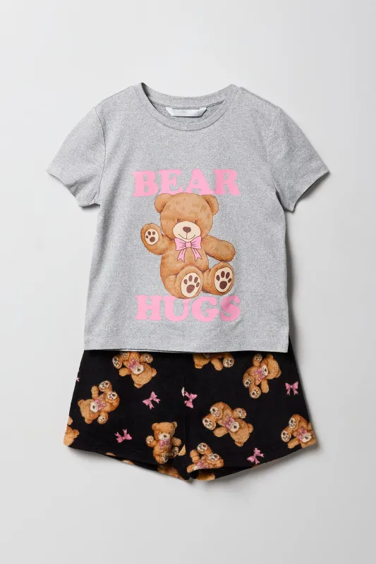 Ensemble-pyjama 2 pièces t-shirt à imprimé HD et short pelucheux pour filles sold by Urban Planet
