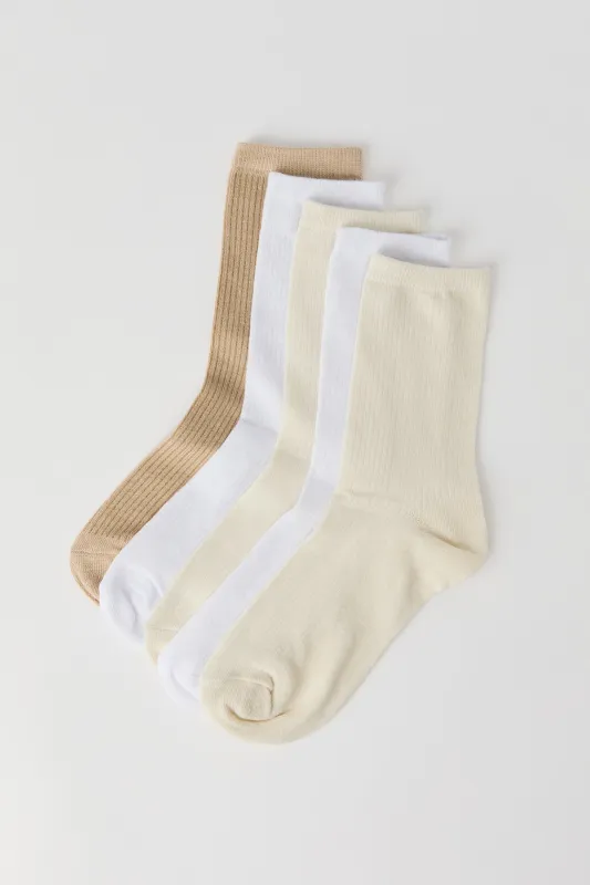 Ribbed Crew Socks (5 Pack) sold by Urban Planet