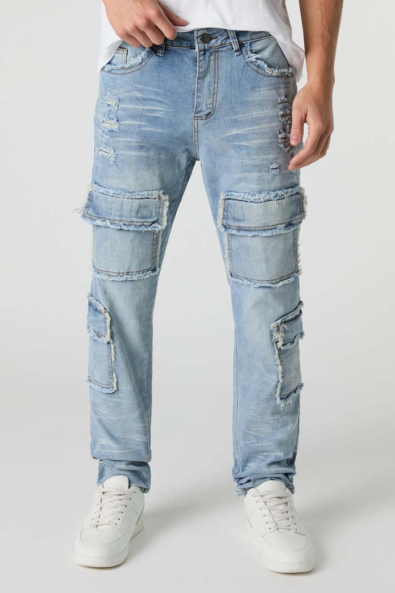 Distressed Slim Cargo Jean sold by Urban Planet