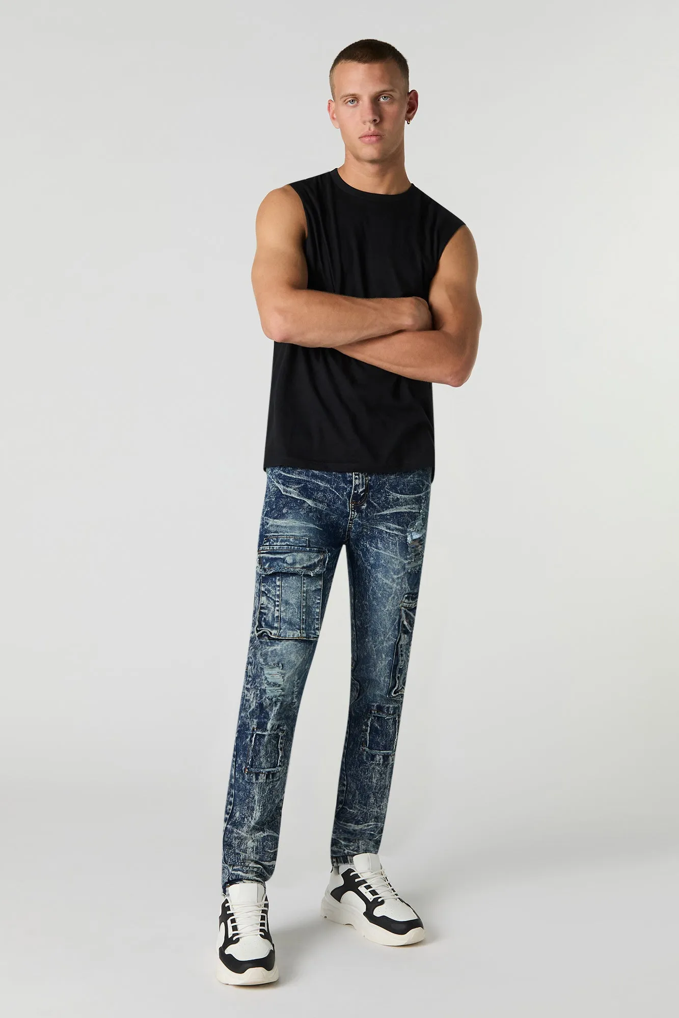 Distressed Skinny Cargo Jean sold by Urban Planet product image thumbnail 3