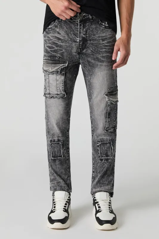 Jean cargo ajusté à effet d'usure sold by Urban Planet