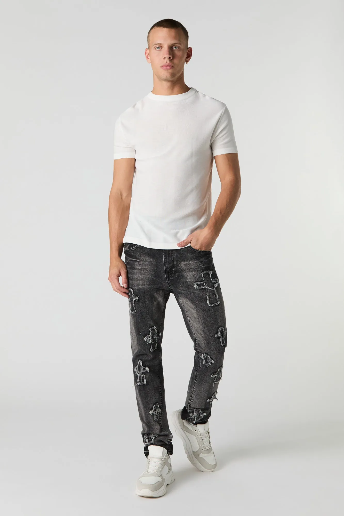 Distressed Cross Skinny Jean sold by Urban Planet product image thumbnail 5