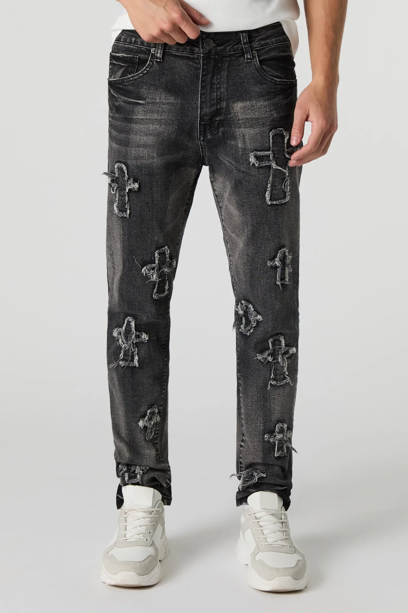 Distressed Cross Skinny Jean sold by Urban Planet product image thumbnail 4