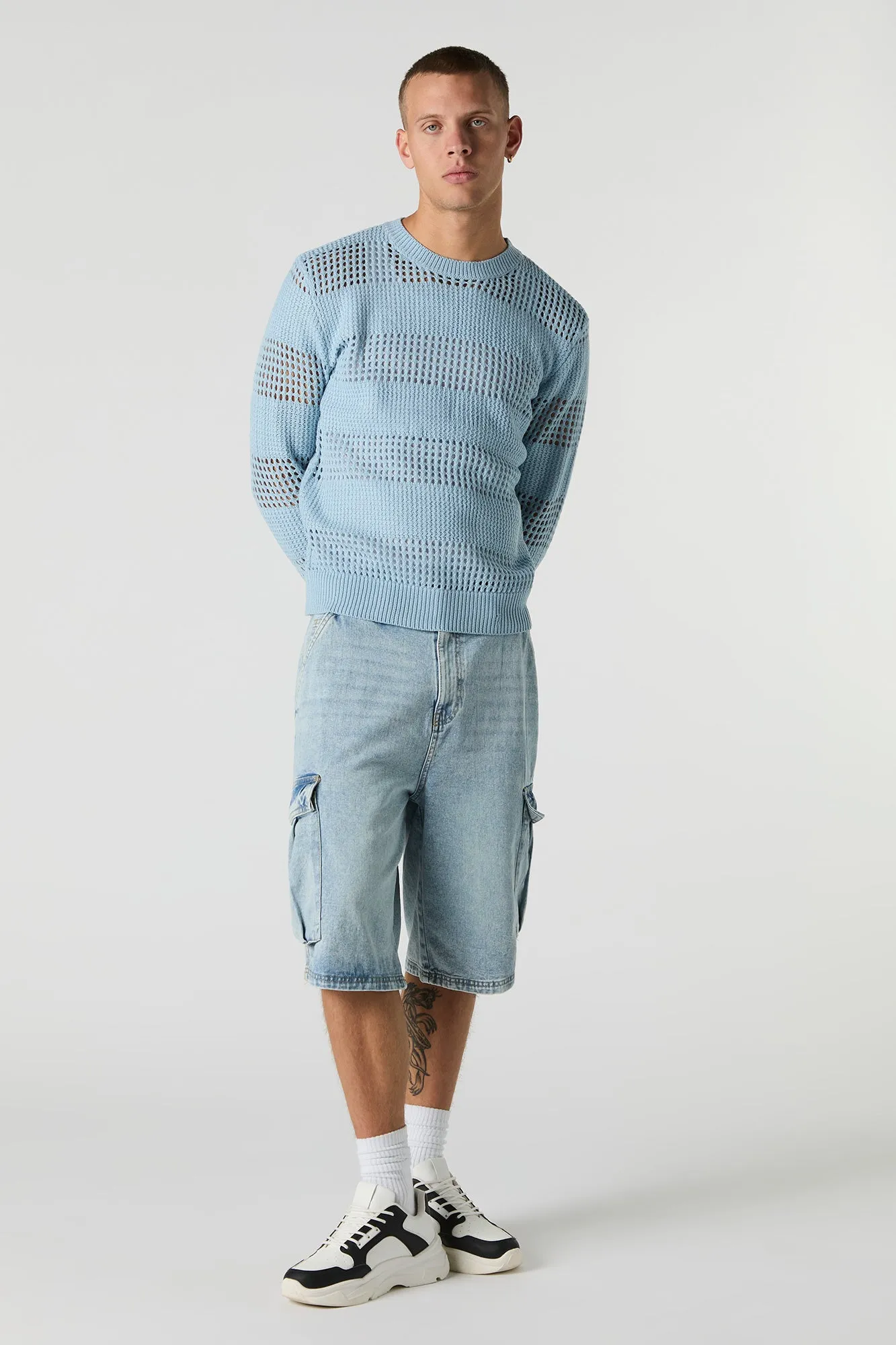 Chndail en tricot ouvert rayé sold by Urban Planet product image thumbnail 3