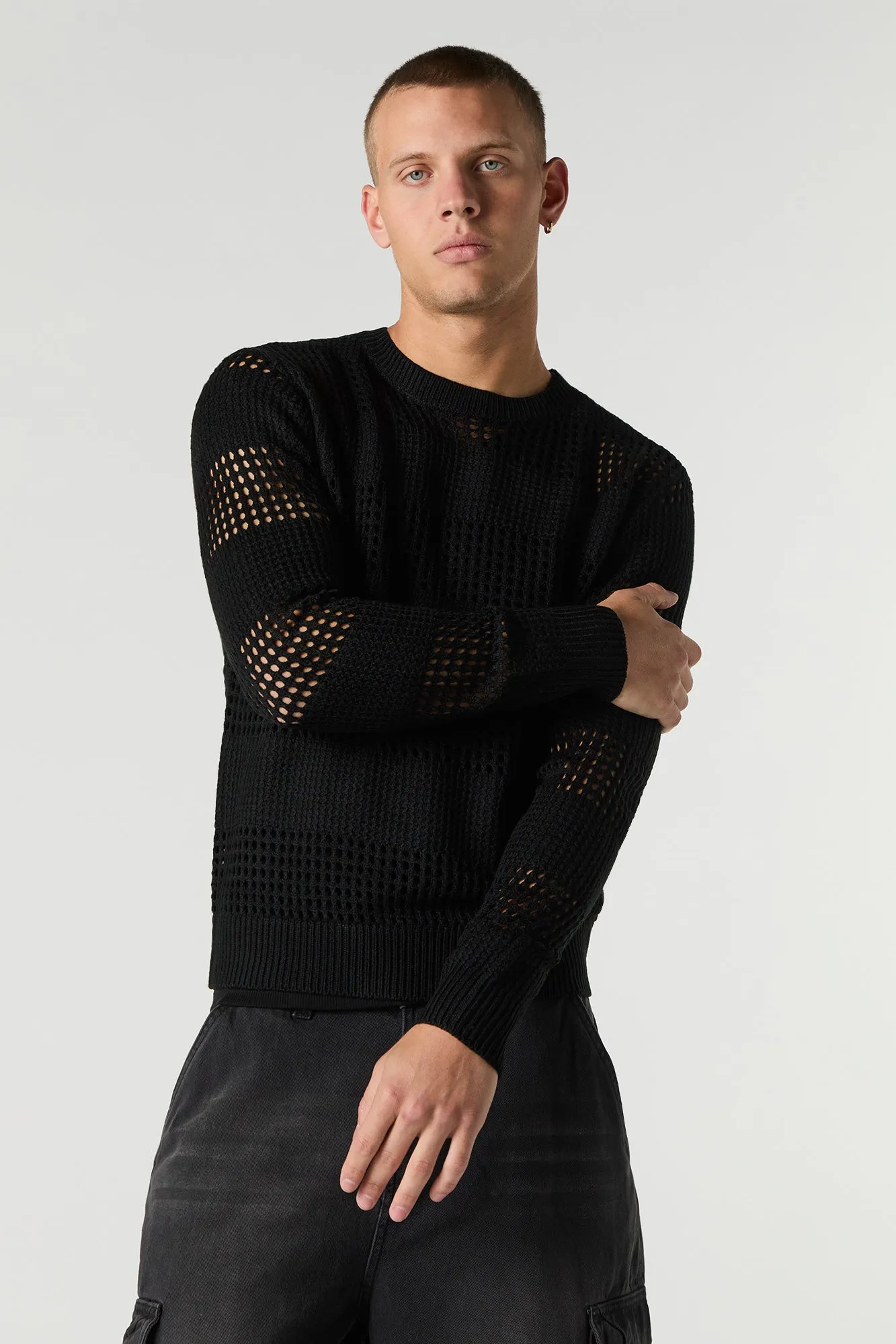 Chndail en tricot ouvert rayé sold by Urban Planet product image thumbnail 4