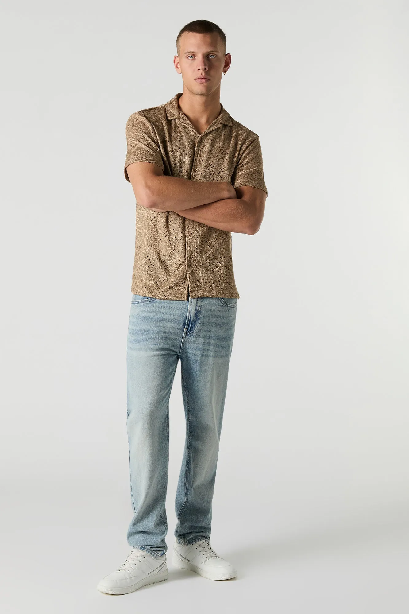 Diamond Open Knit Button-Up Top sold by Urban Planet product image thumbnail 3