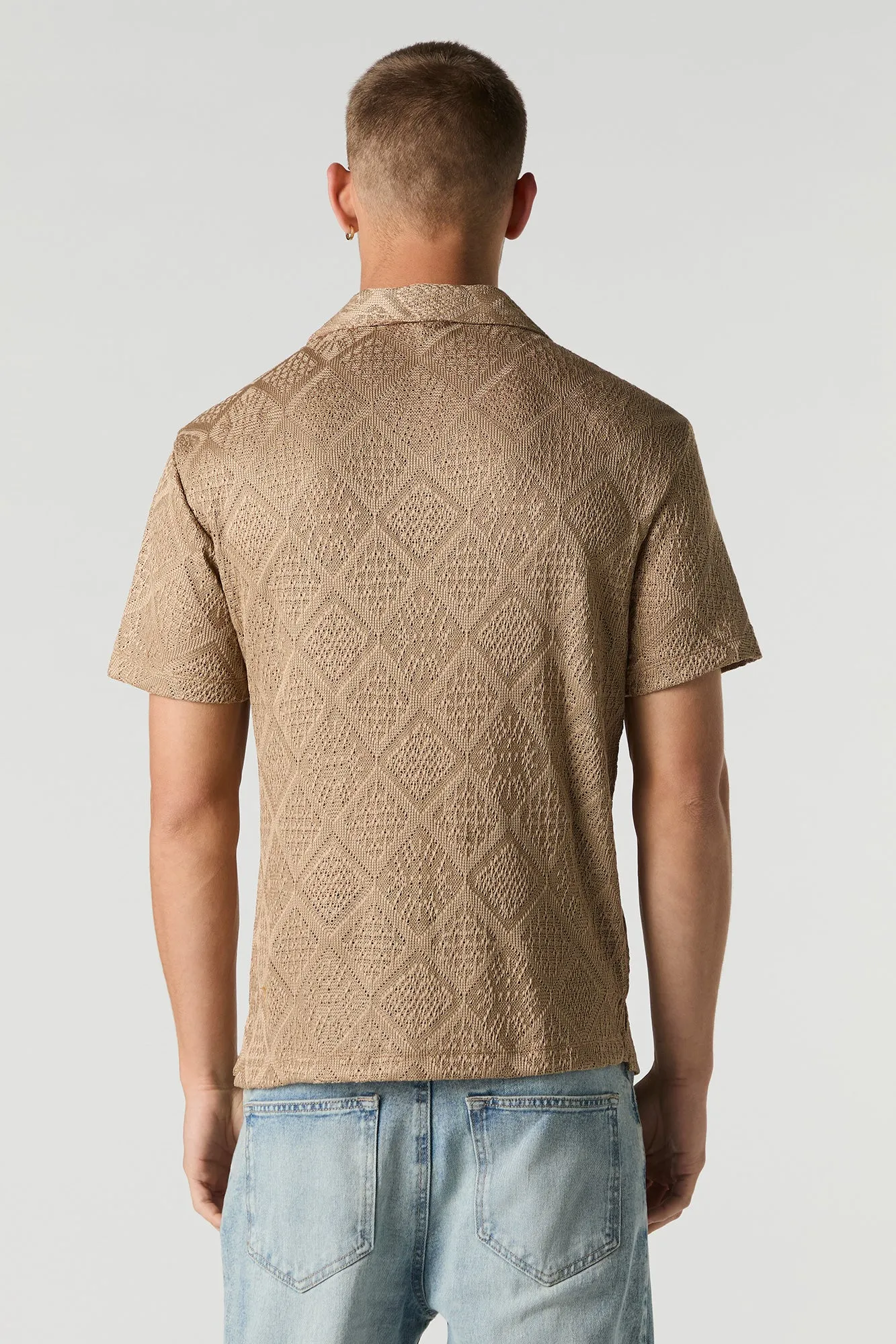 Diamond Open Knit Button-Up Top sold by Urban Planet product image thumbnail 2