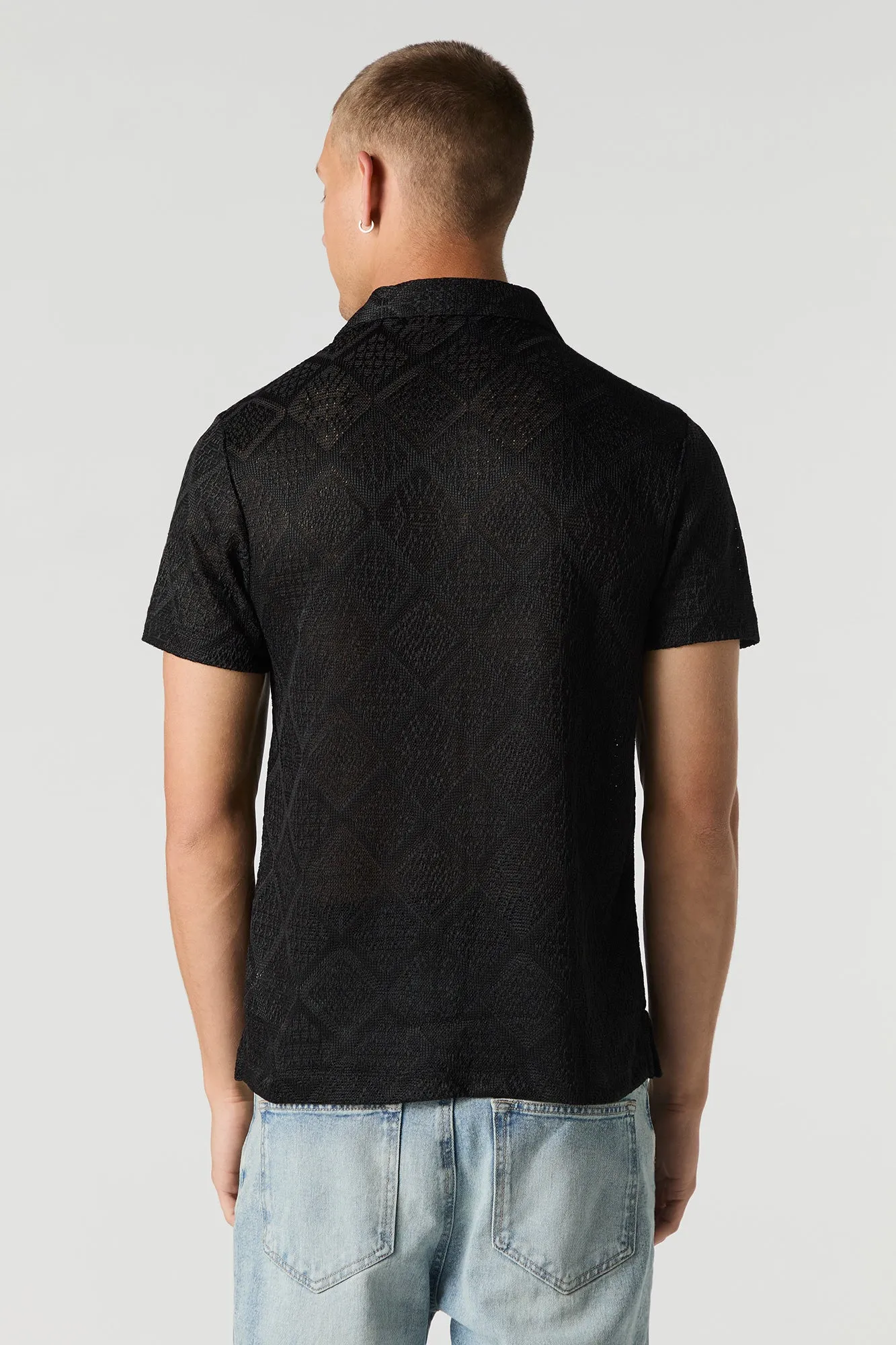 Diamond Open Knit Button-Up Top sold by Urban Planet product image thumbnail 5