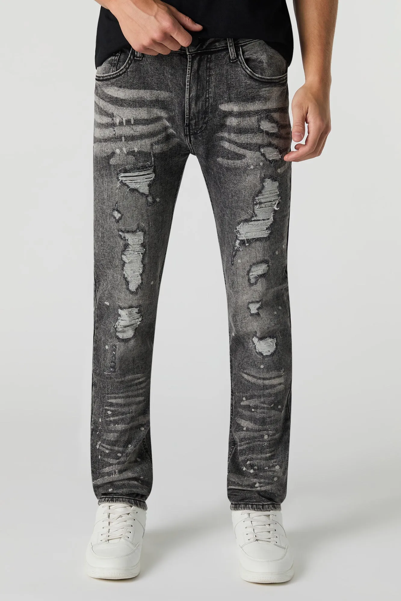 Black Distressed Slim Jean sold by Urban Planet