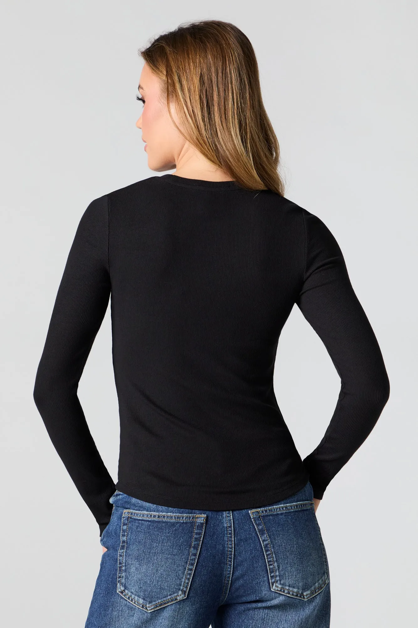 Classic Ribbed Long Sleeve Top sold by Urban Planet product image thumbnail 5