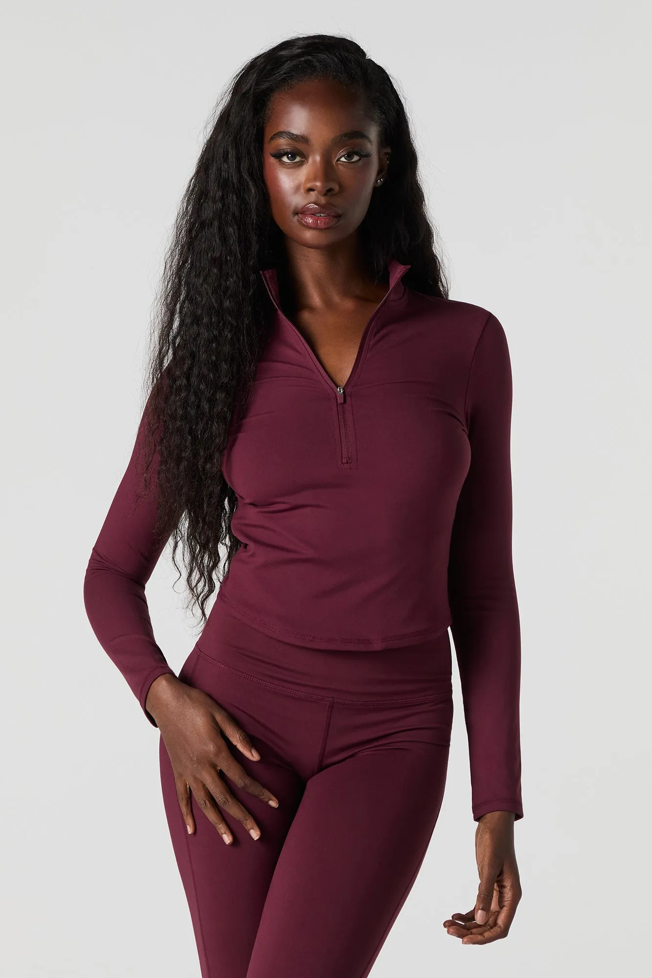 Active Quarter Zip Long Sleeve Top sold by Urban Planet