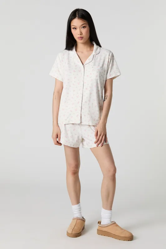 Ensemble-pyjama 2 pièces haut boutonné et short imprimés sold by Urban Planet