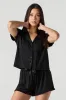 Ruffle Button-Up Top & Short 2 Piece Pajama Set sold by Urban Planet