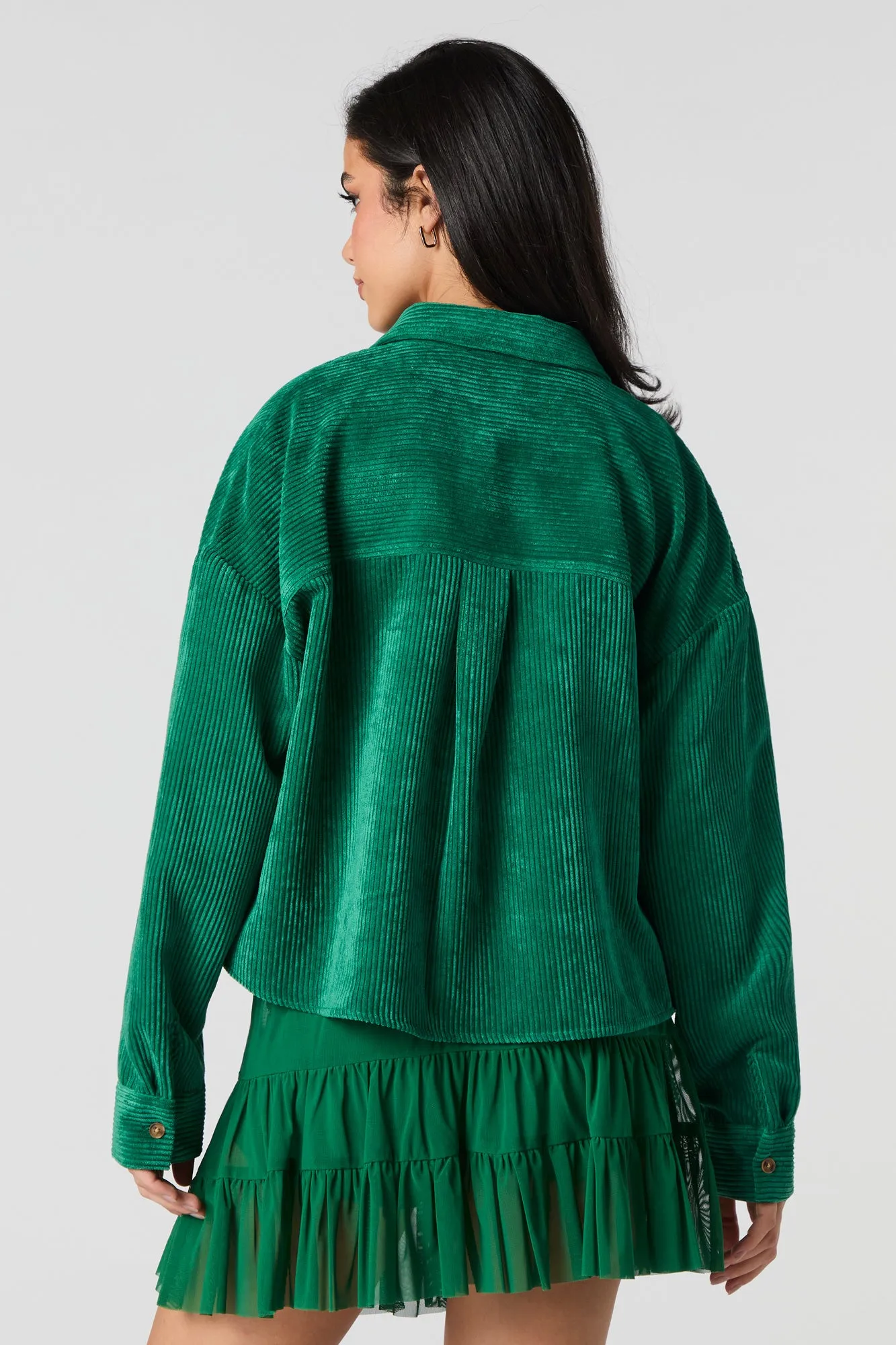 Embroidered Pocket Corduroy Button-Up Cropped Top sold by Urban Planet product image thumbnail 5