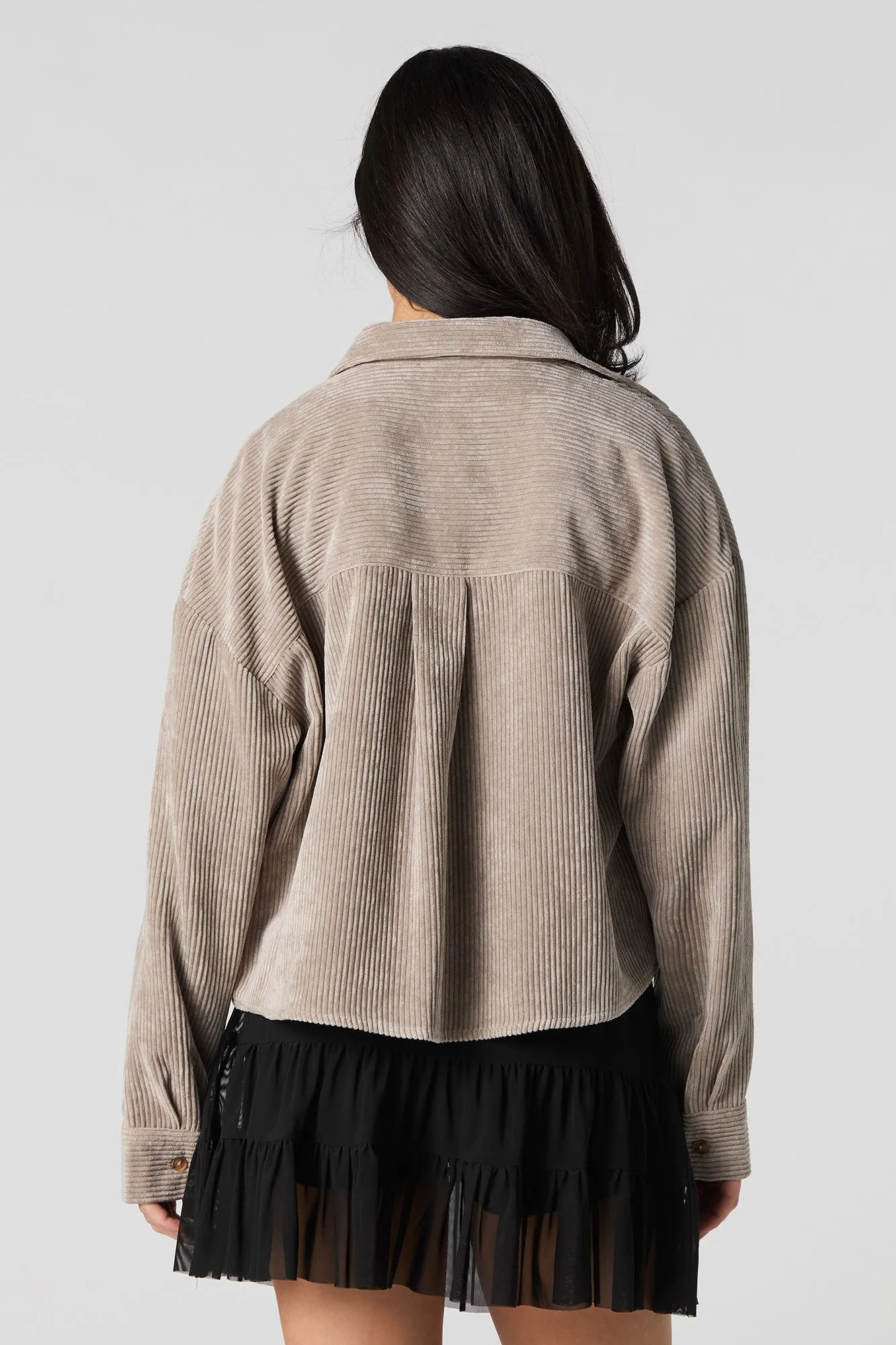 Corduroy Button-Up Cropped Long Sleeve Top sold by Urban Planet product image thumbnail 5