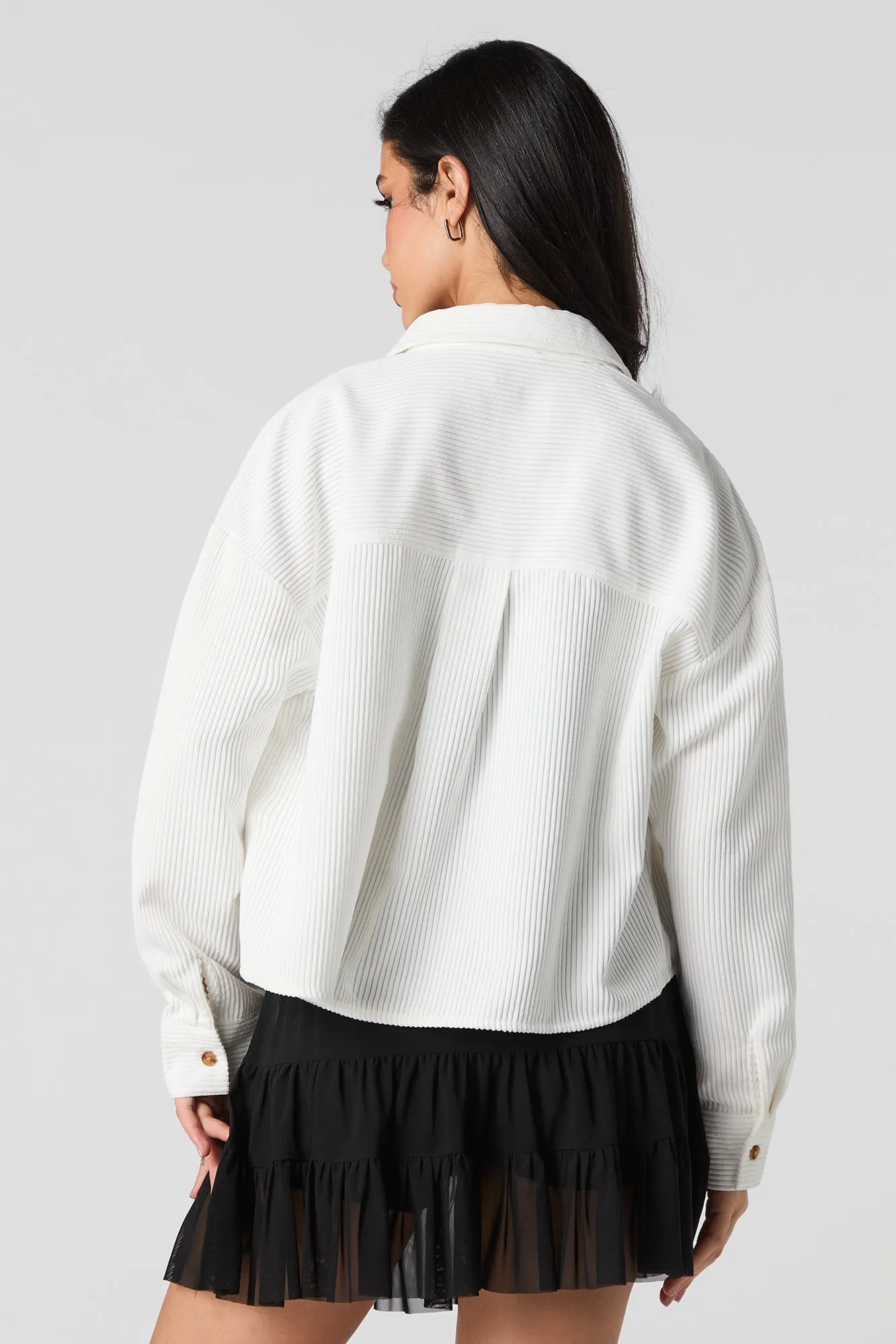 Corduroy Button-Up Cropped Long Sleeve Top sold by Urban Planet product image thumbnail 2