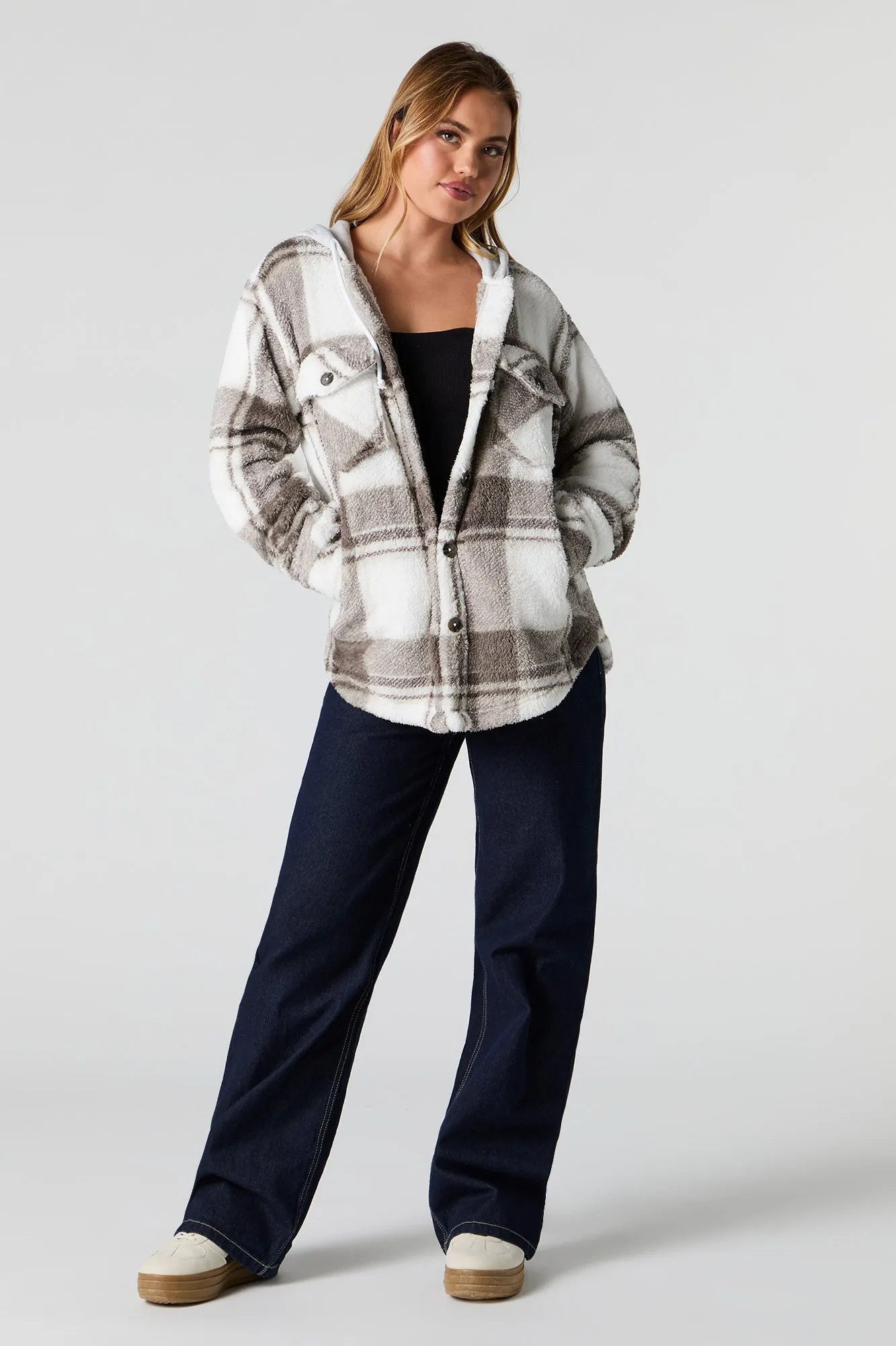 Surchemise à capuchon en sherpa à carreaux sold by Urban Planet product image thumbnail 4