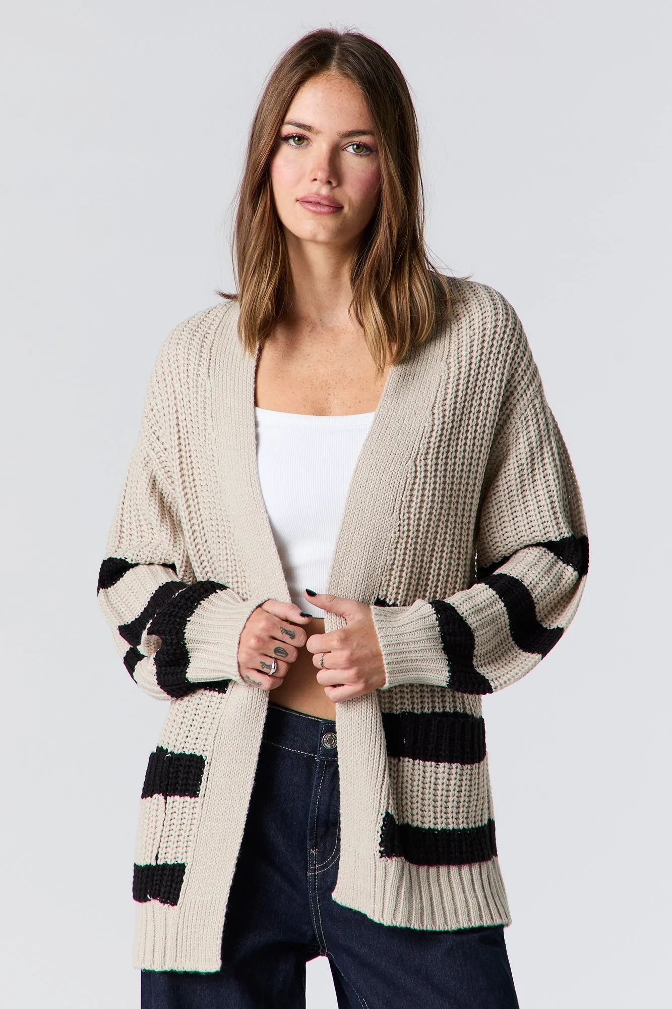 Oversized Striped Knit Cardigan sold by Urban Planet