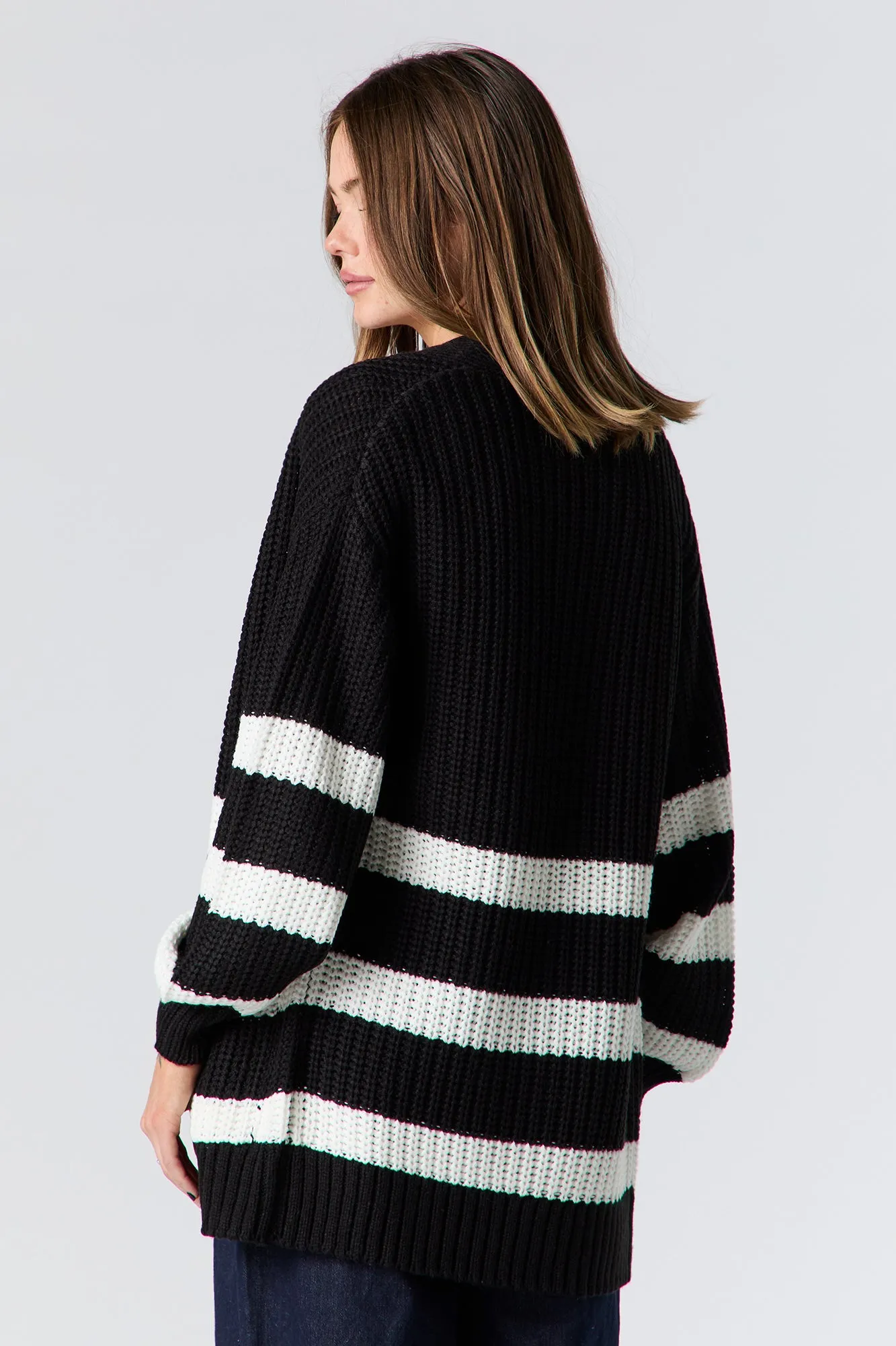 Oversized Striped Knit Cardigan sold by Urban Planet product image thumbnail 5