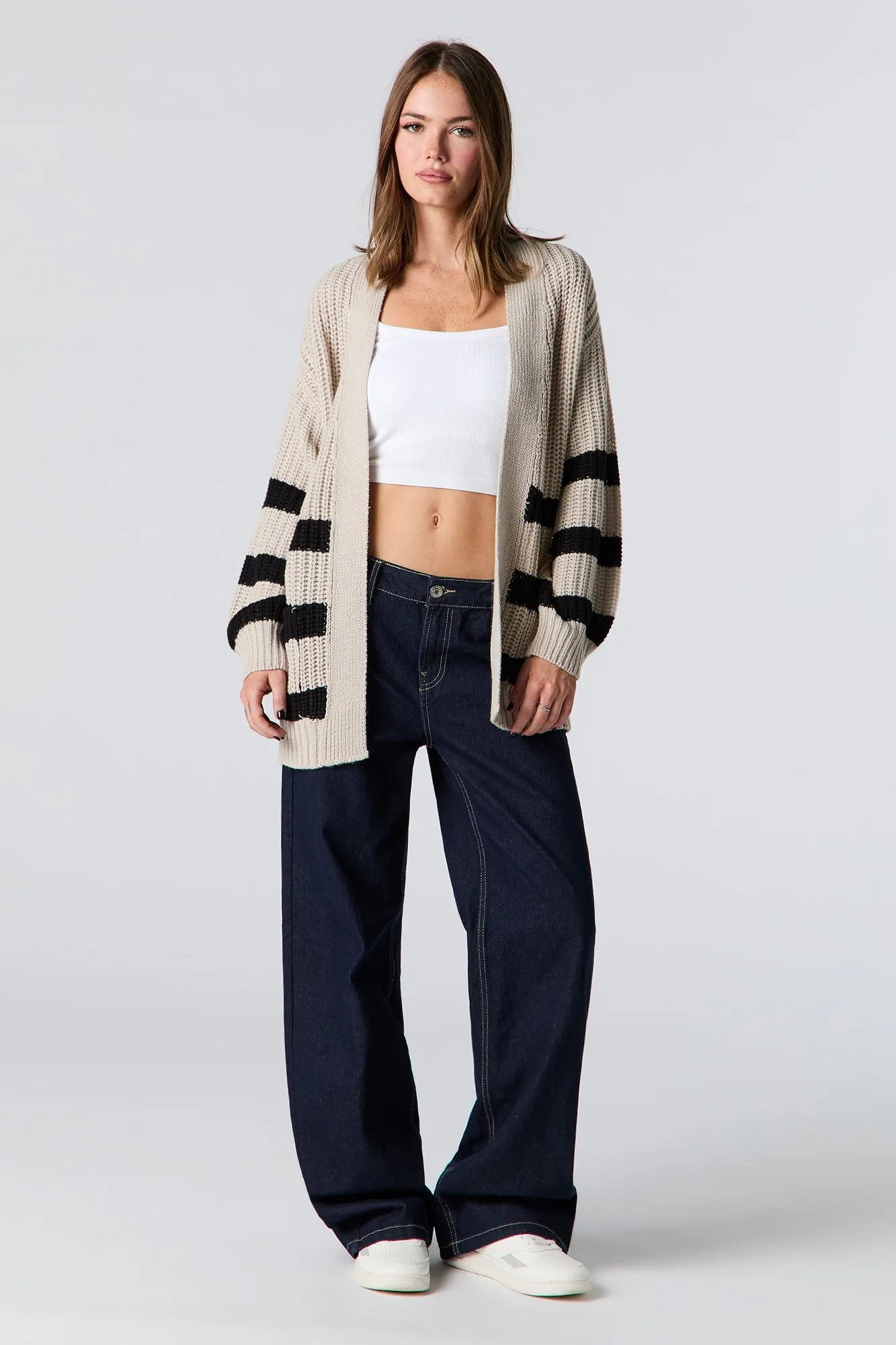 Oversized Striped Knit Cardigan sold by Urban Planet product image thumbnail 3