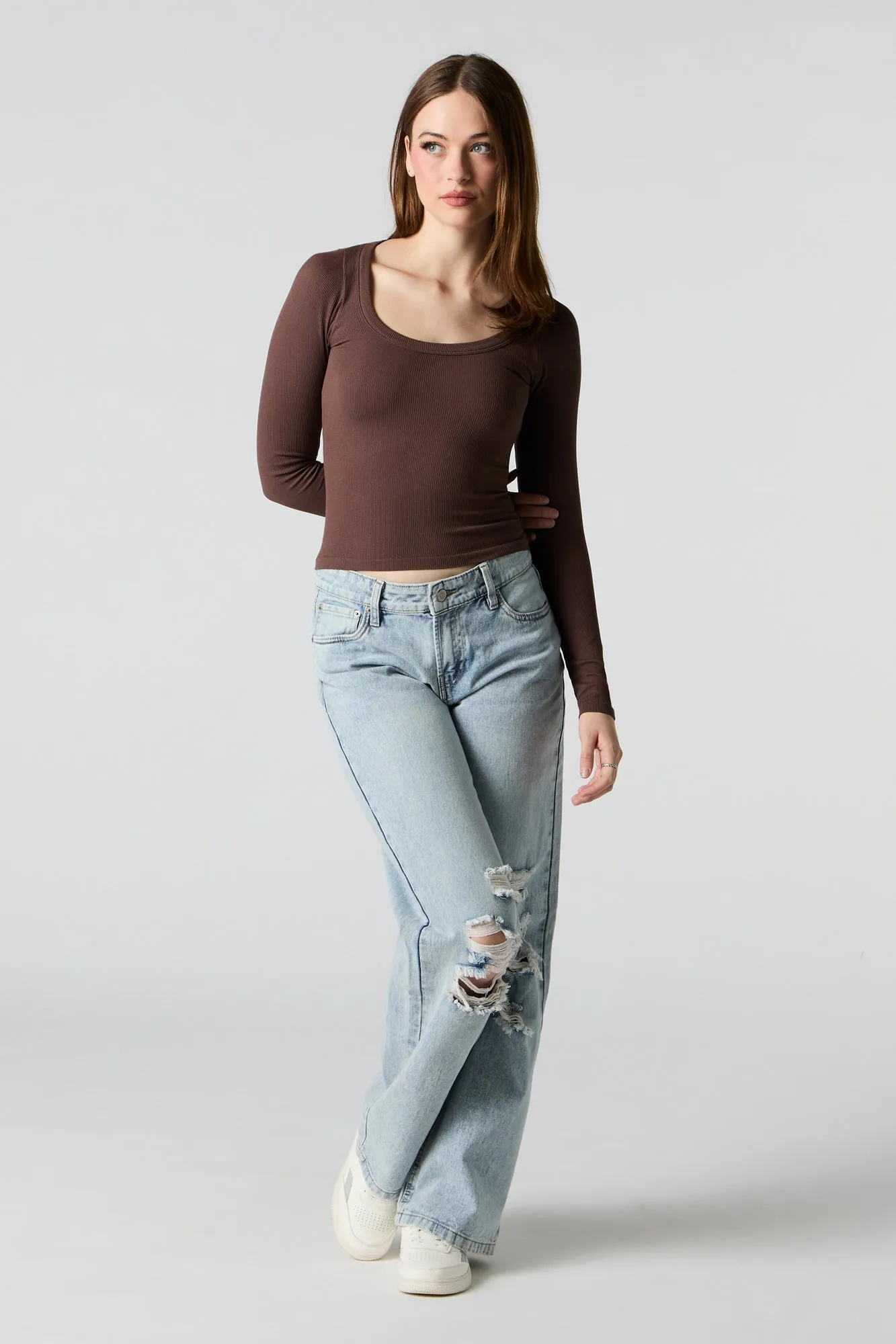 Seamless Ribbed Scoop Neck Top sold by Urban Planet product image thumbnail 3