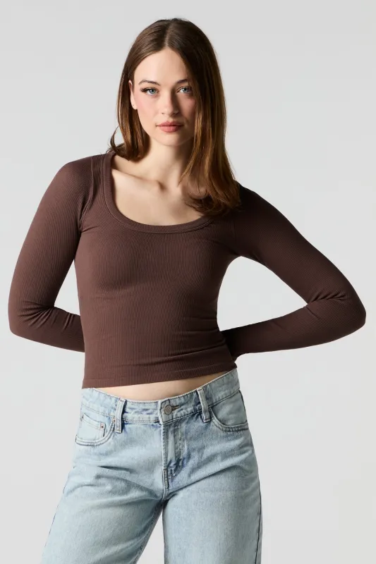 Seamless Ribbed Scoop Neck Top sold by Urban Planet