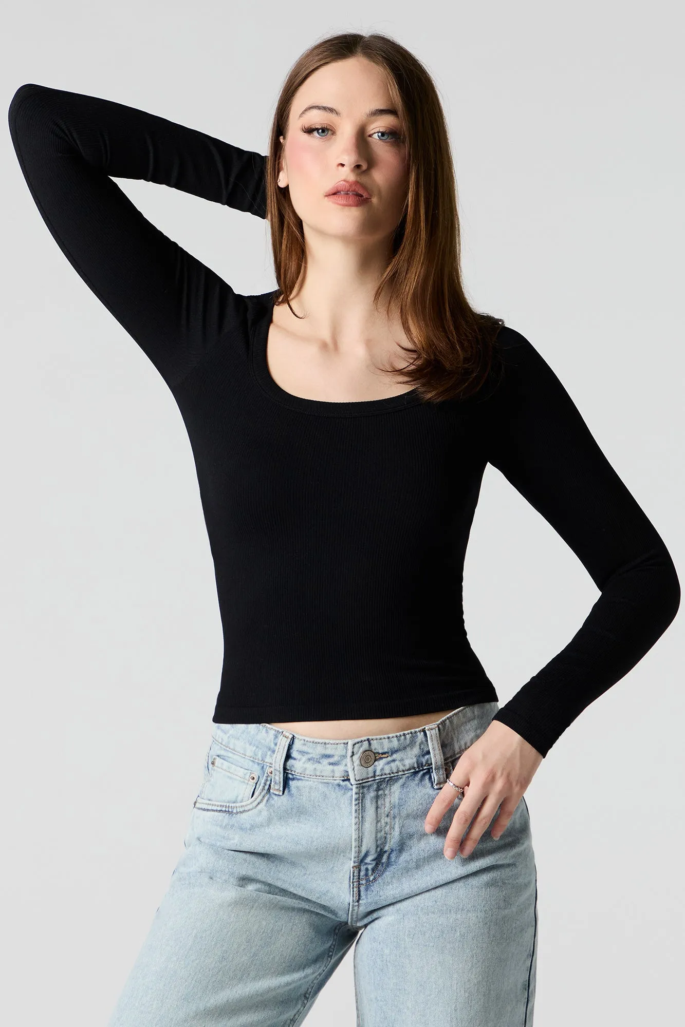 Seamless Ribbed Scoop Neck Top sold by Urban Planet product image thumbnail 4
