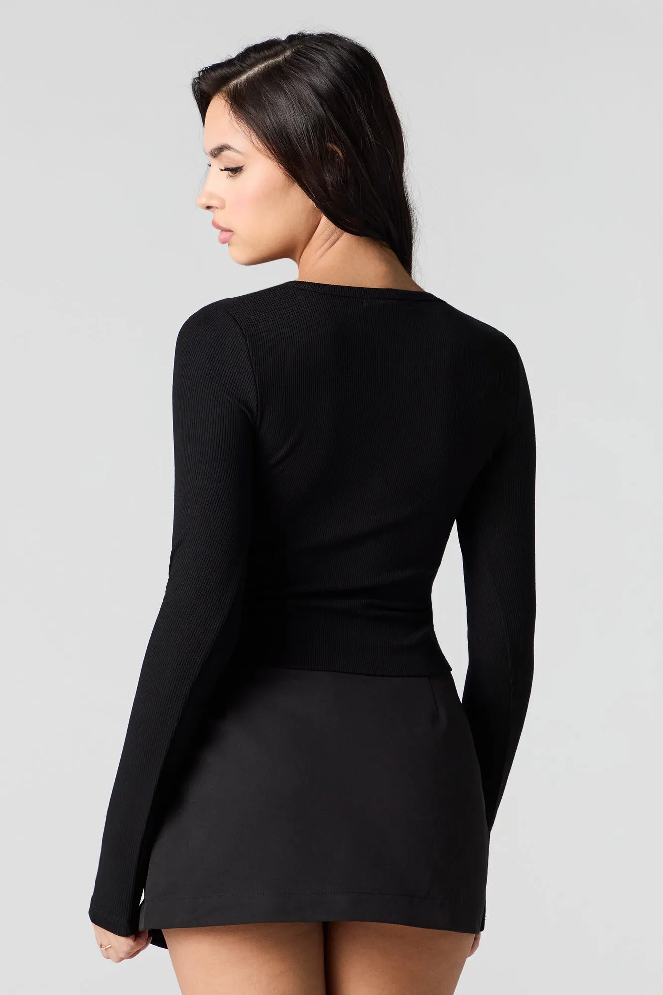 Haut côtelé boutonné à manche longue sold by Urban Planet product image thumbnail 3