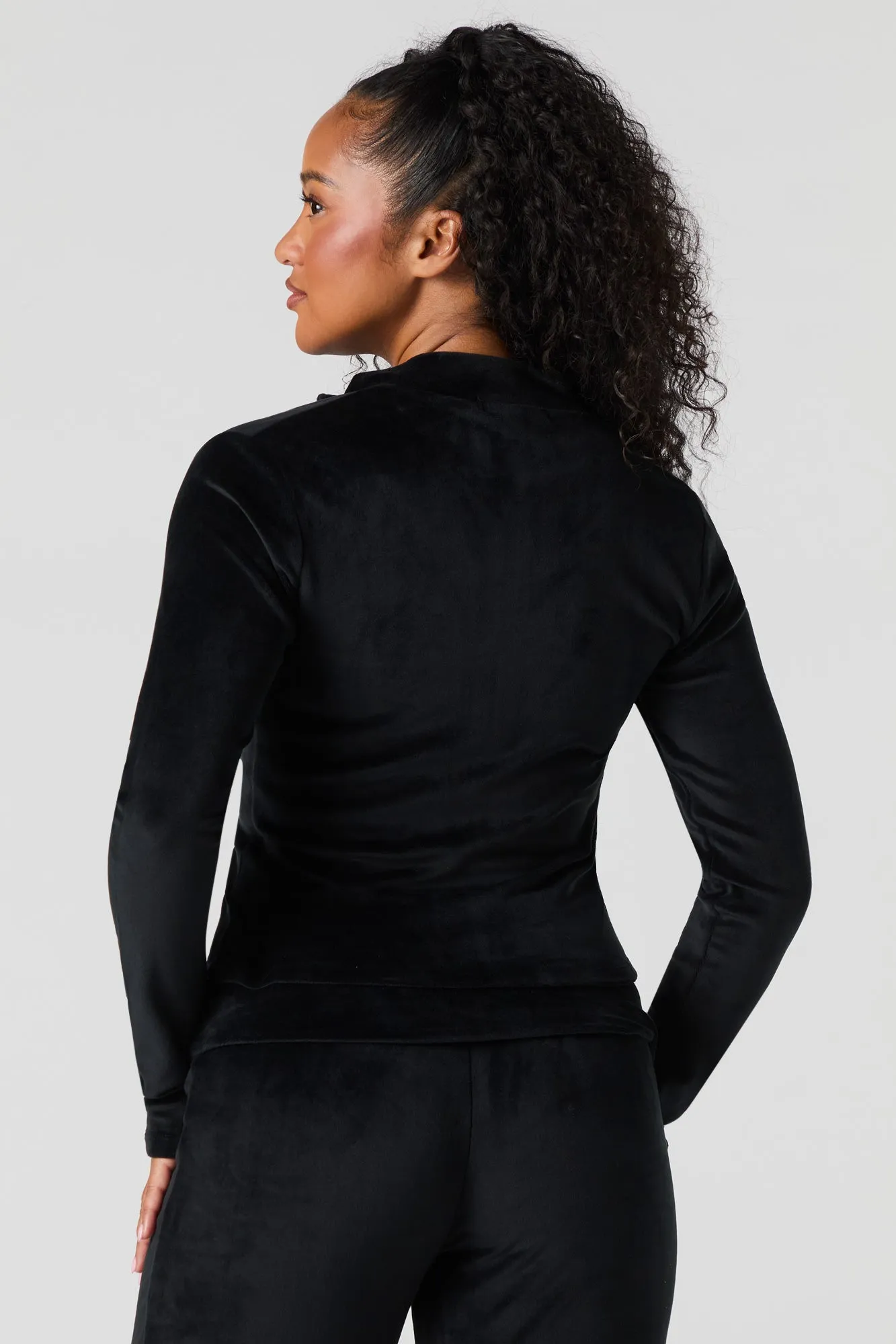 Haut en velours à glissière et manche longue sold by Urban Planet product image thumbnail 3