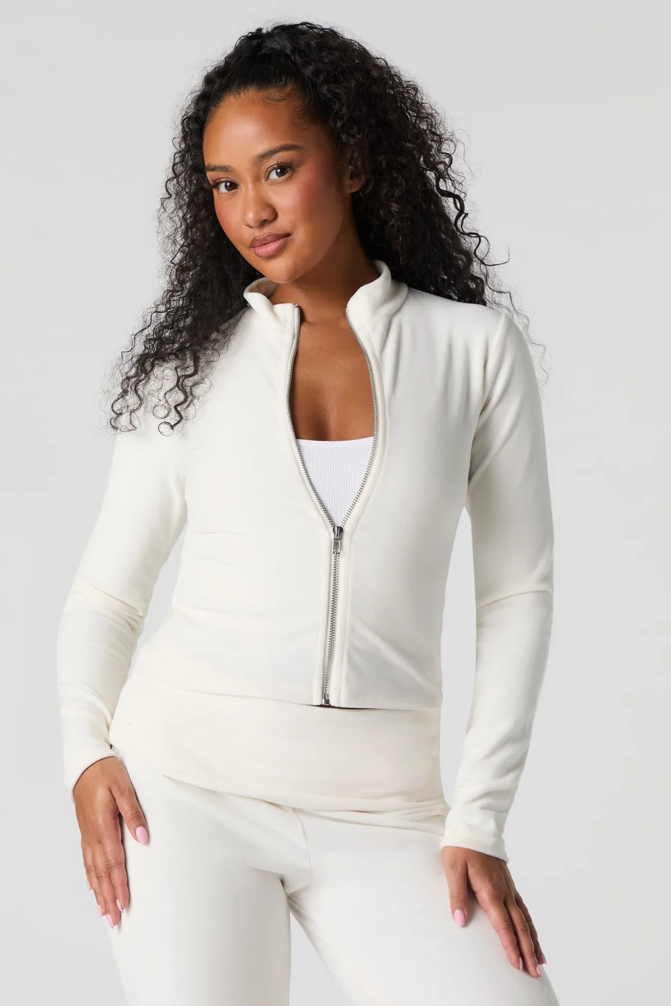 Haut en velours à glissière et manche longue sold by Urban Planet product image thumbnail 5