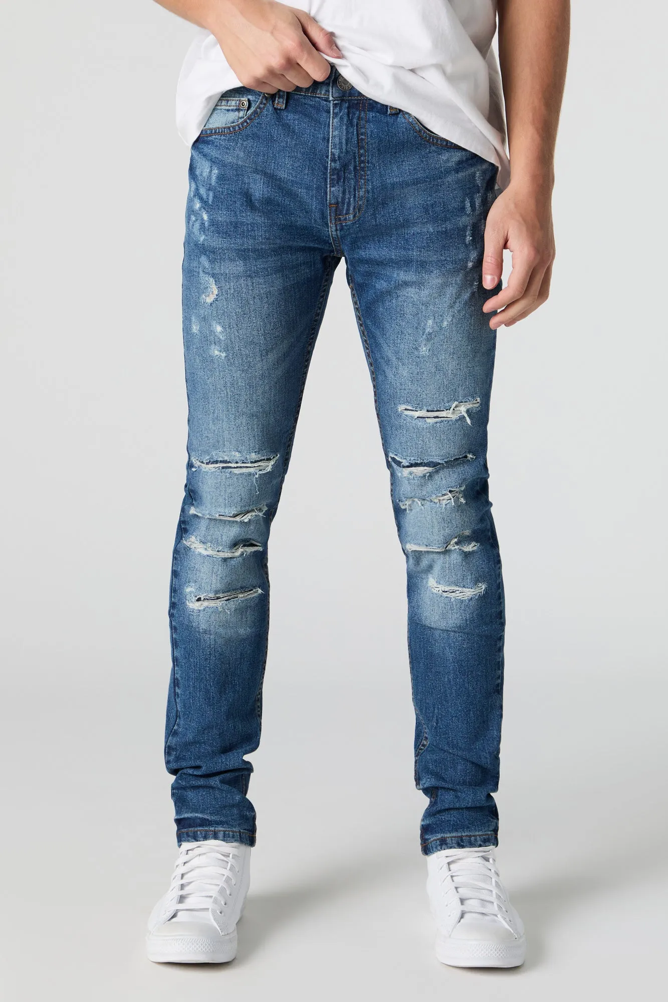 Medium Distressed Stretch Skinny Jean sold by Urban Planet
