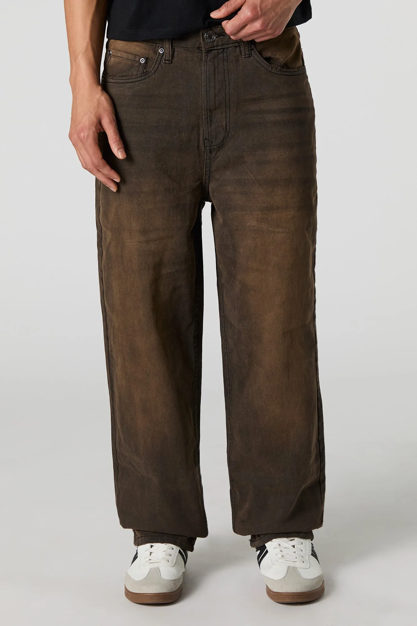 Latte Black Baggy Wide Leg Jean sold by Urban Planet