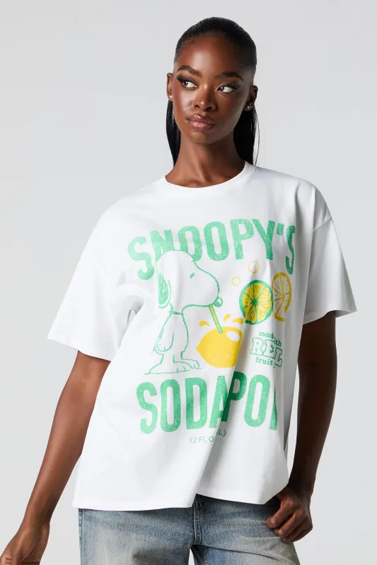 Snoopy Soda Graphic Boyfriend T-Shirt sold by Urban Planet