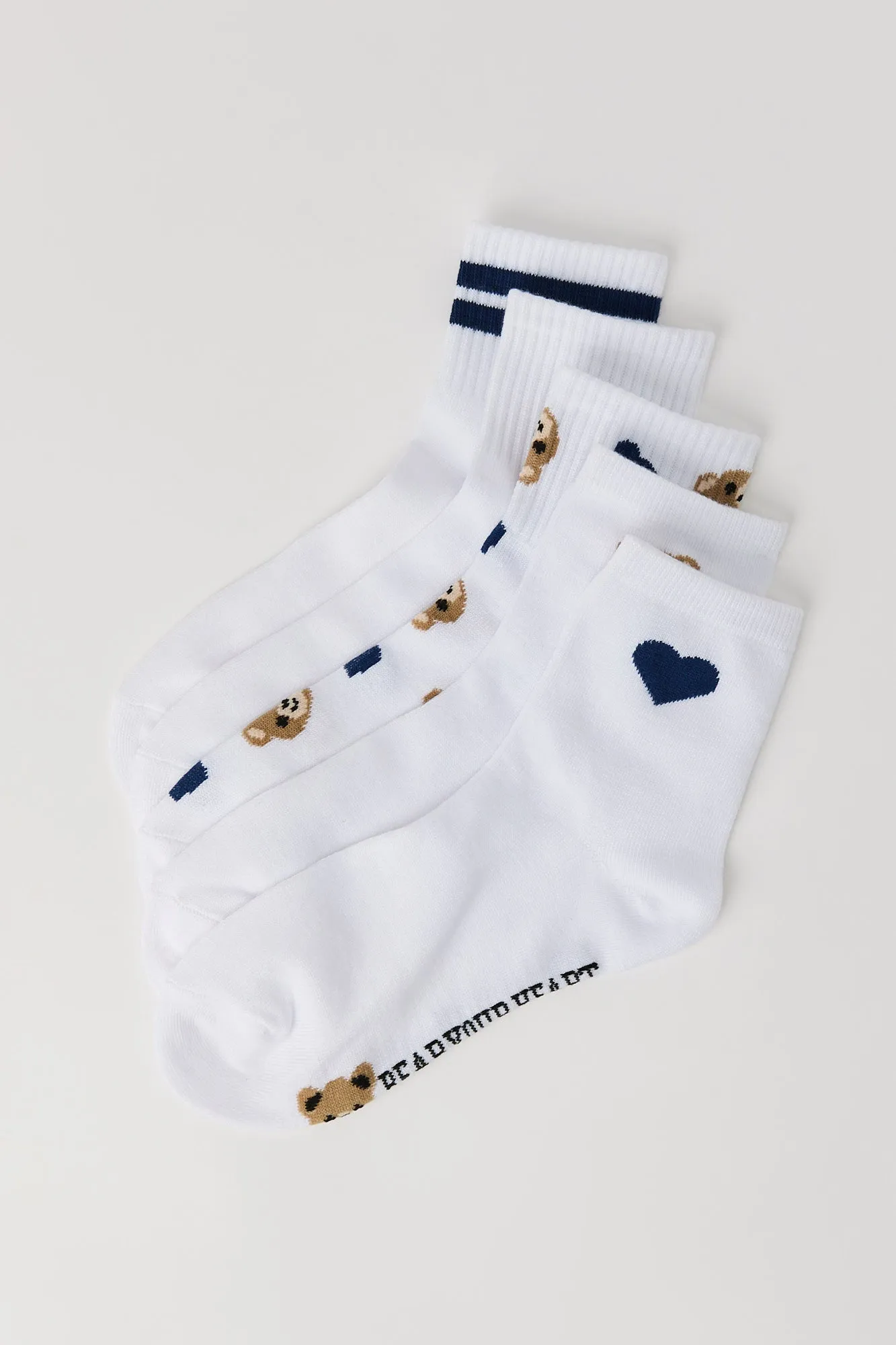 Chaussettes un quart à imprimé d'ours et de coeur (paquet de 5) sold by Urban Planet product image thumbnail 3