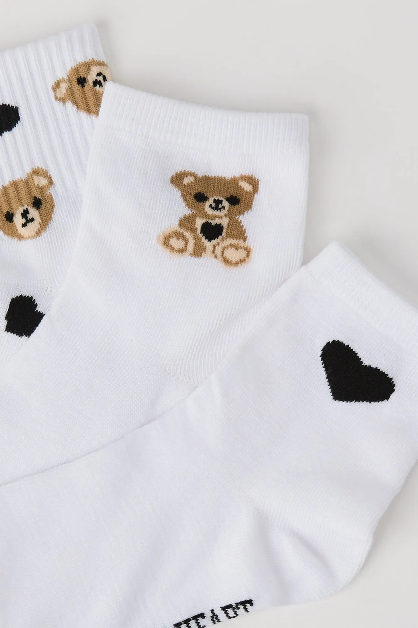 Chaussettes un quart à imprimé d'ours et de coeur (paquet de 5) sold by Urban Planet product image thumbnail 2
