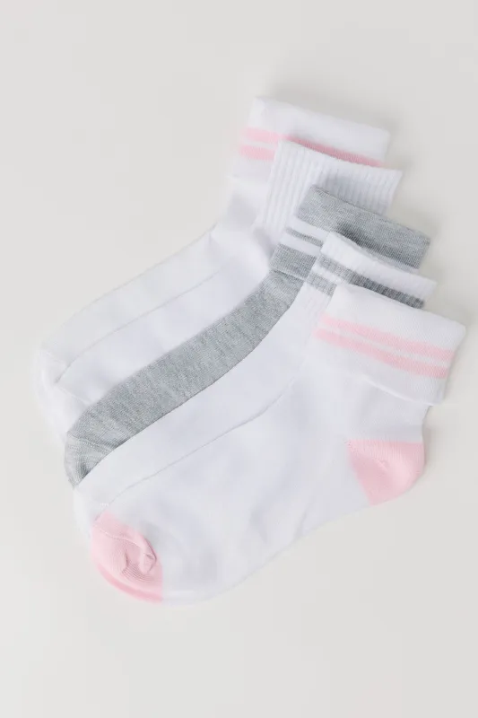 Striped Cuff Quarter Socks (5 Pack) sold by Urban Planet