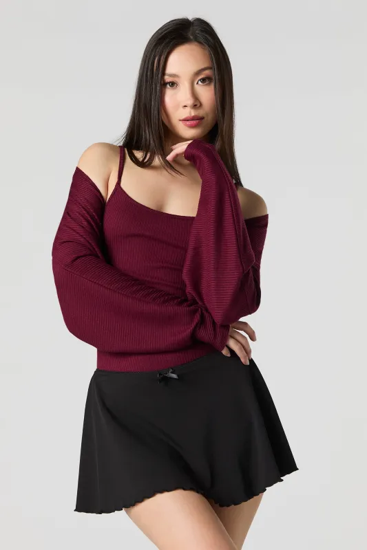 Ensemble camisole et cardigan en tricot côtelé sold by Urban Planet