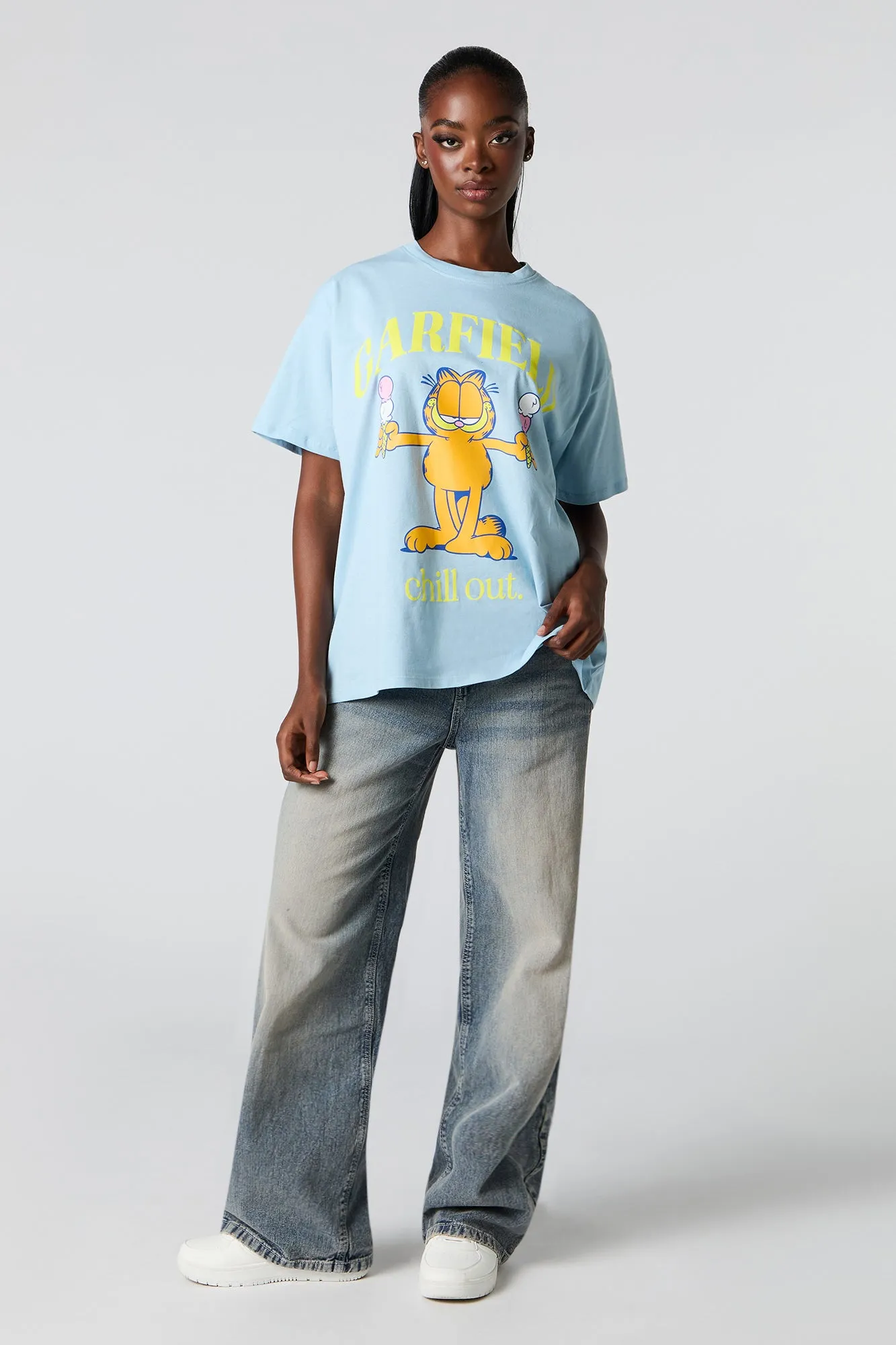 T-shirt de coupe garçonne à imprimé Garfield Chill sold by Urban Planet product image thumbnail 3