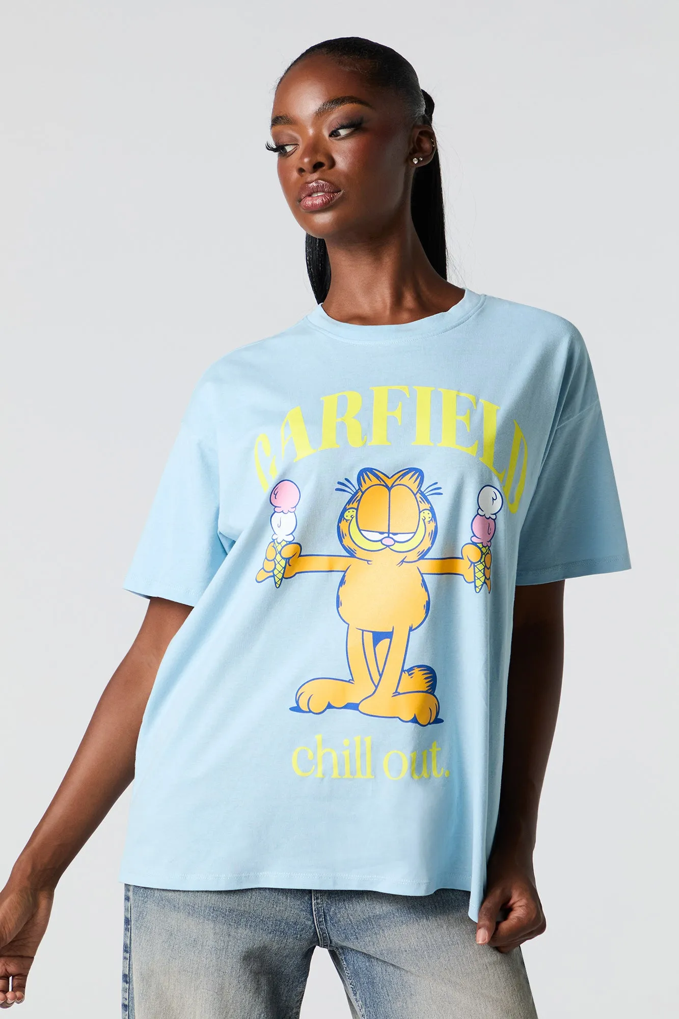 T-shirt de coupe garçonne à imprimé Garfield Chill sold by Urban Planet
