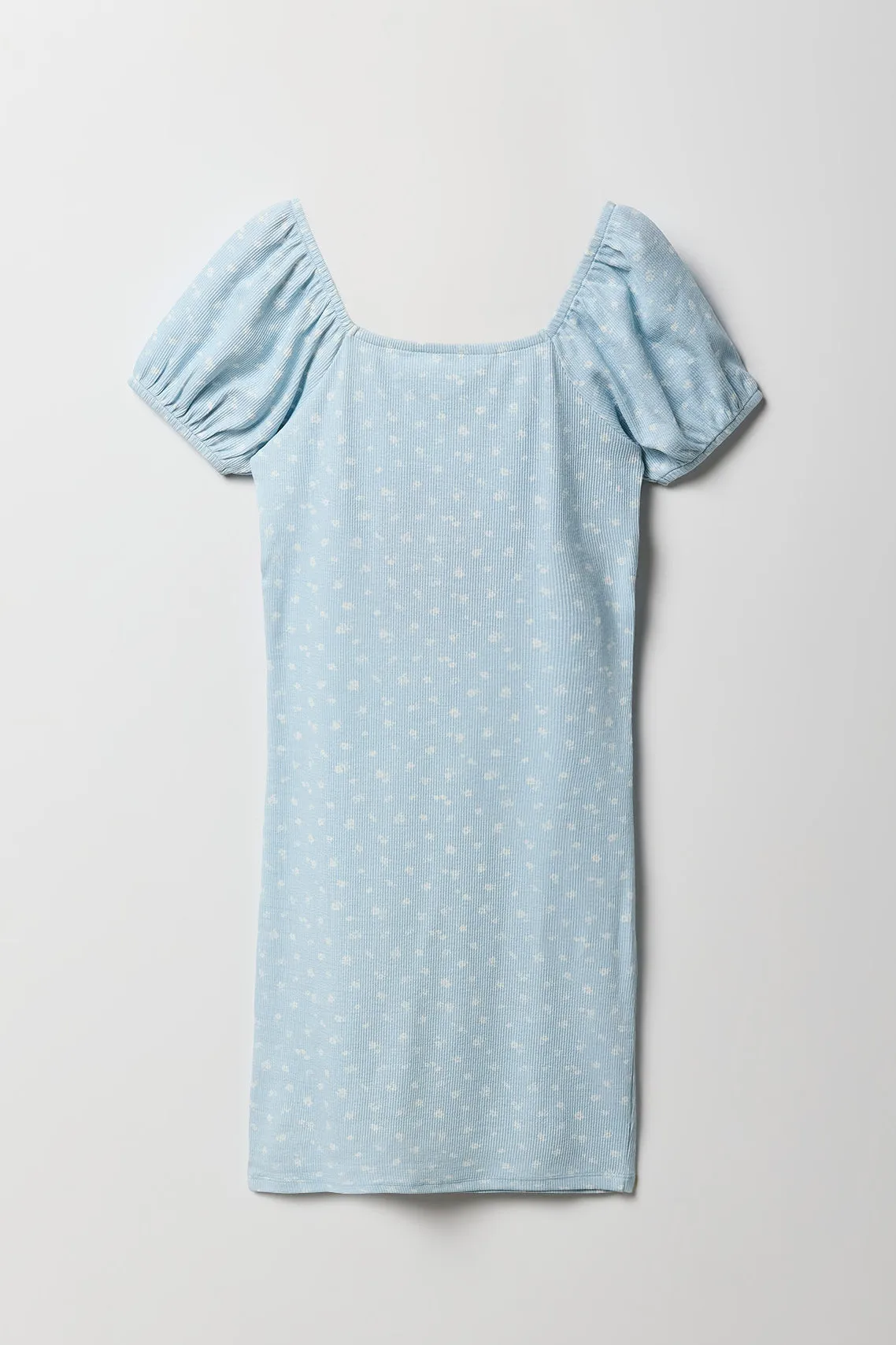 Girls Floral Ribbed Puff Sleeve Dress sold by Urban Planet product image thumbnail 2