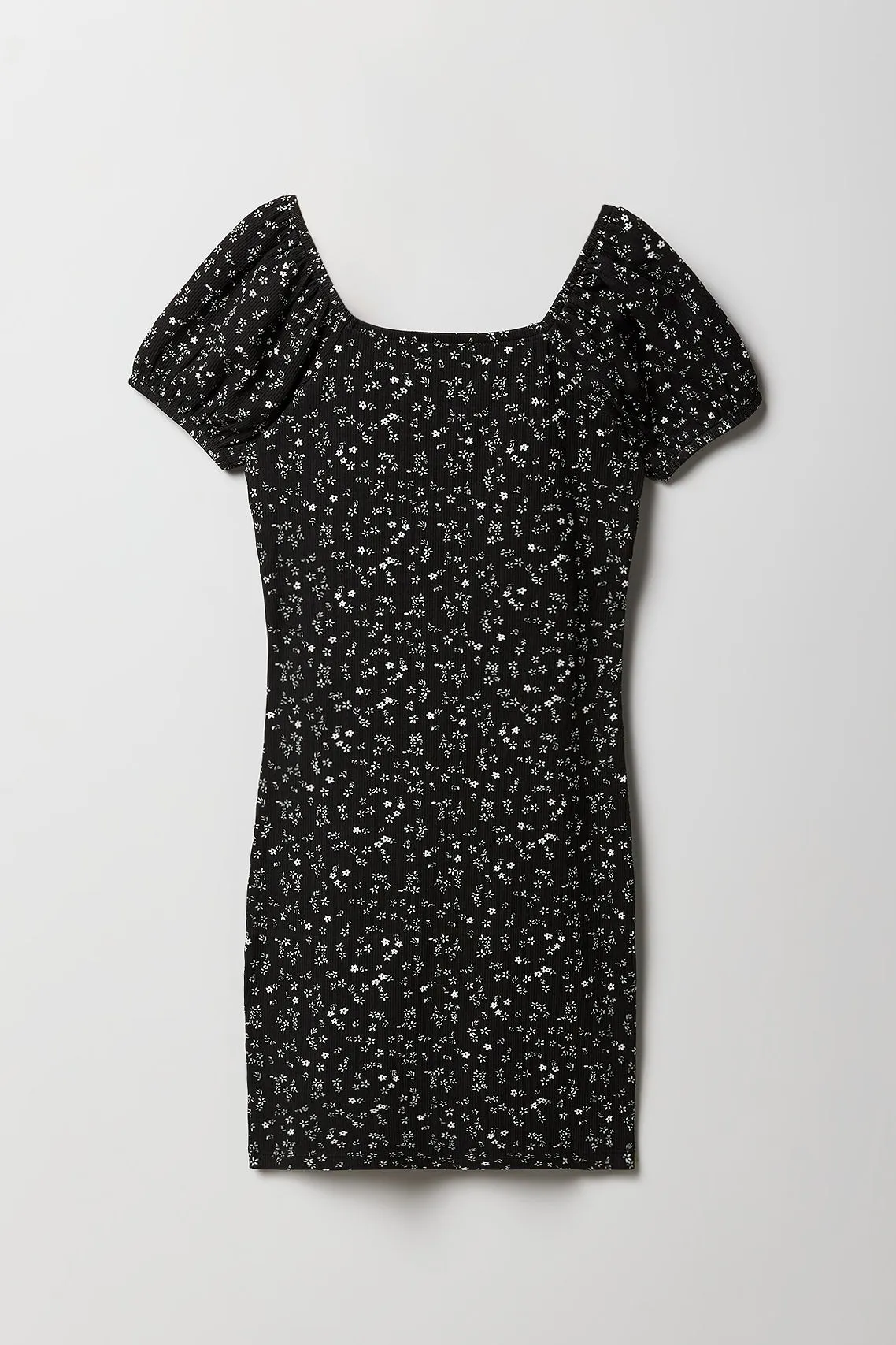 Girls Floral Ribbed Puff Sleeve Dress sold by Urban Planet product image thumbnail 4