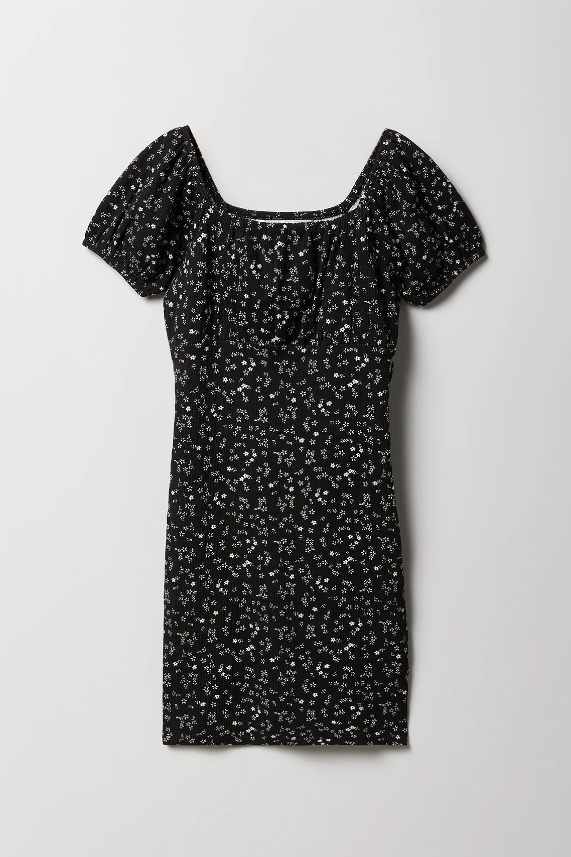 Girls Floral Ribbed Puff Sleeve Dress sold by Urban Planet product image thumbnail 3