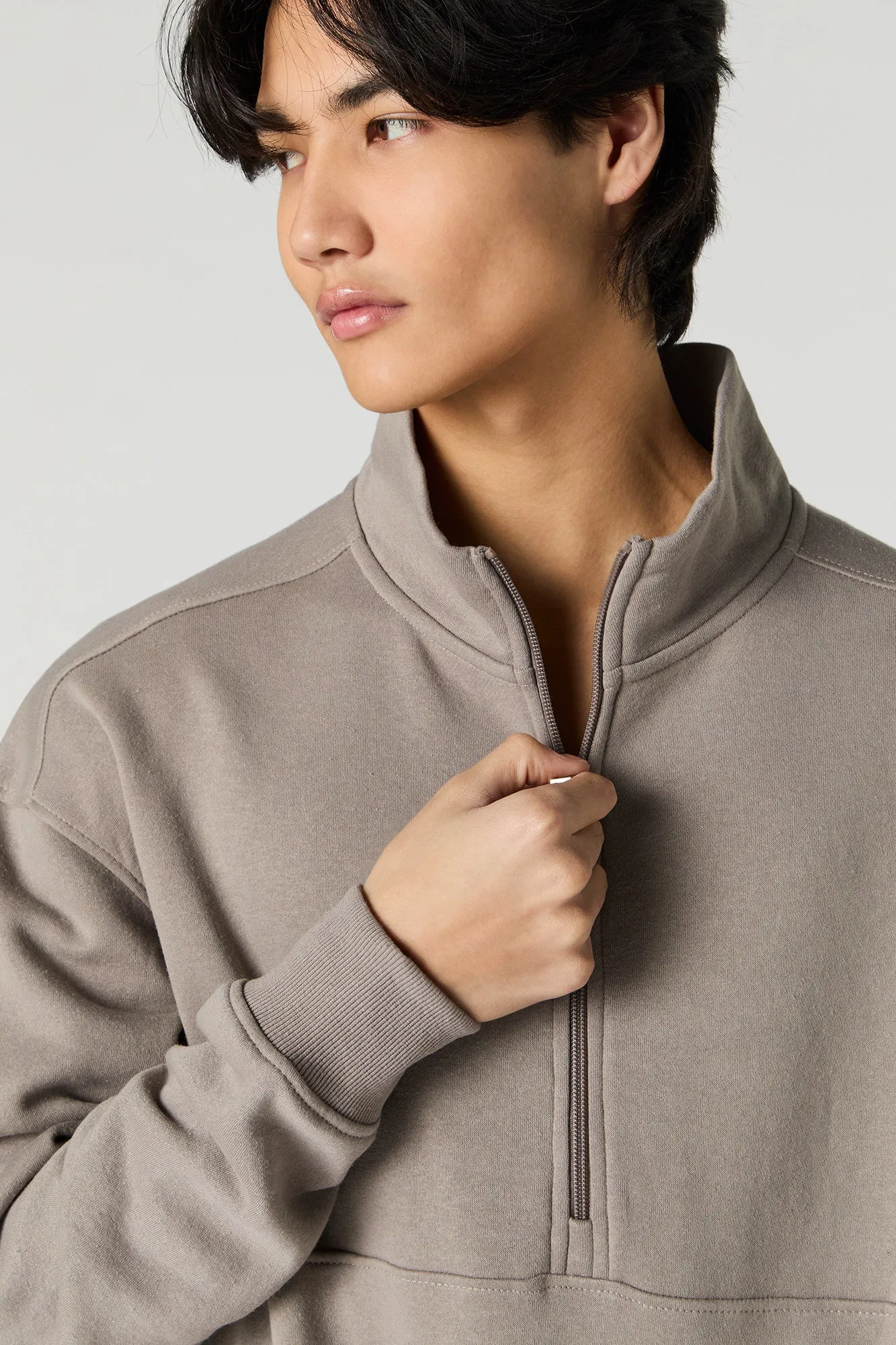 Fleece Quarter Zip Sweatshirt sold by Urban Planet