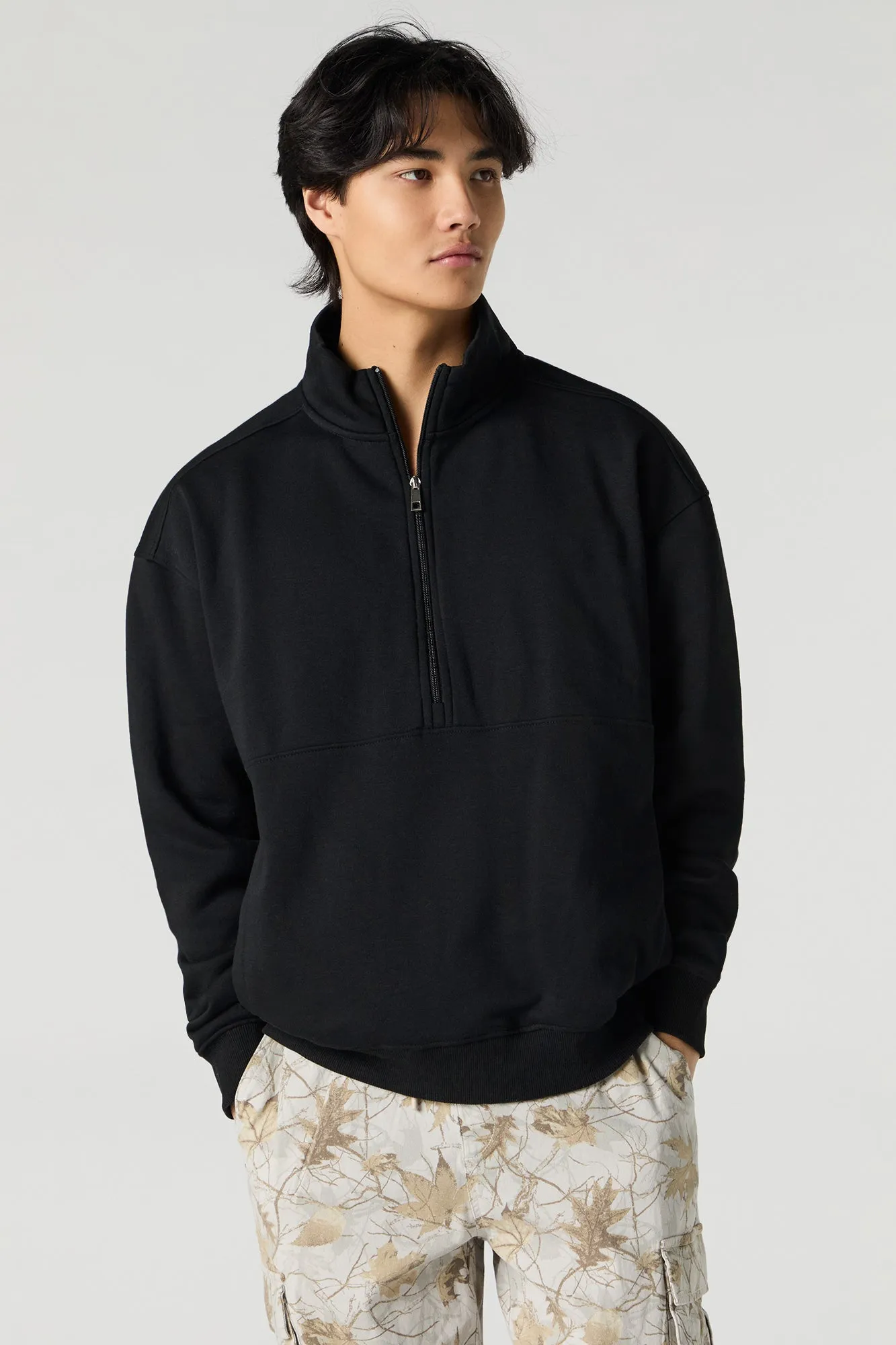 Fleece Quarter Zip Sweatshirt sold by Urban Planet product image thumbnail 5