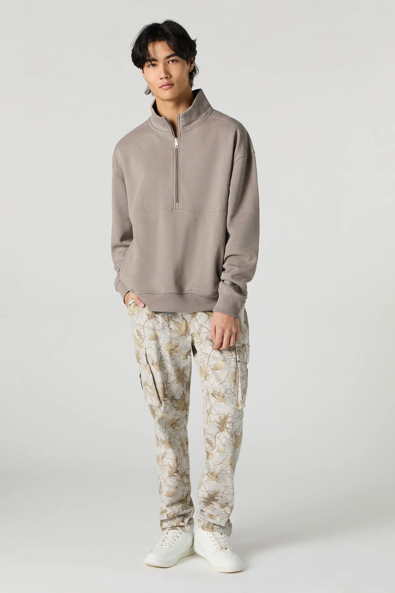 Fleece Quarter Zip Sweatshirt sold by Urban Planet product image thumbnail 3