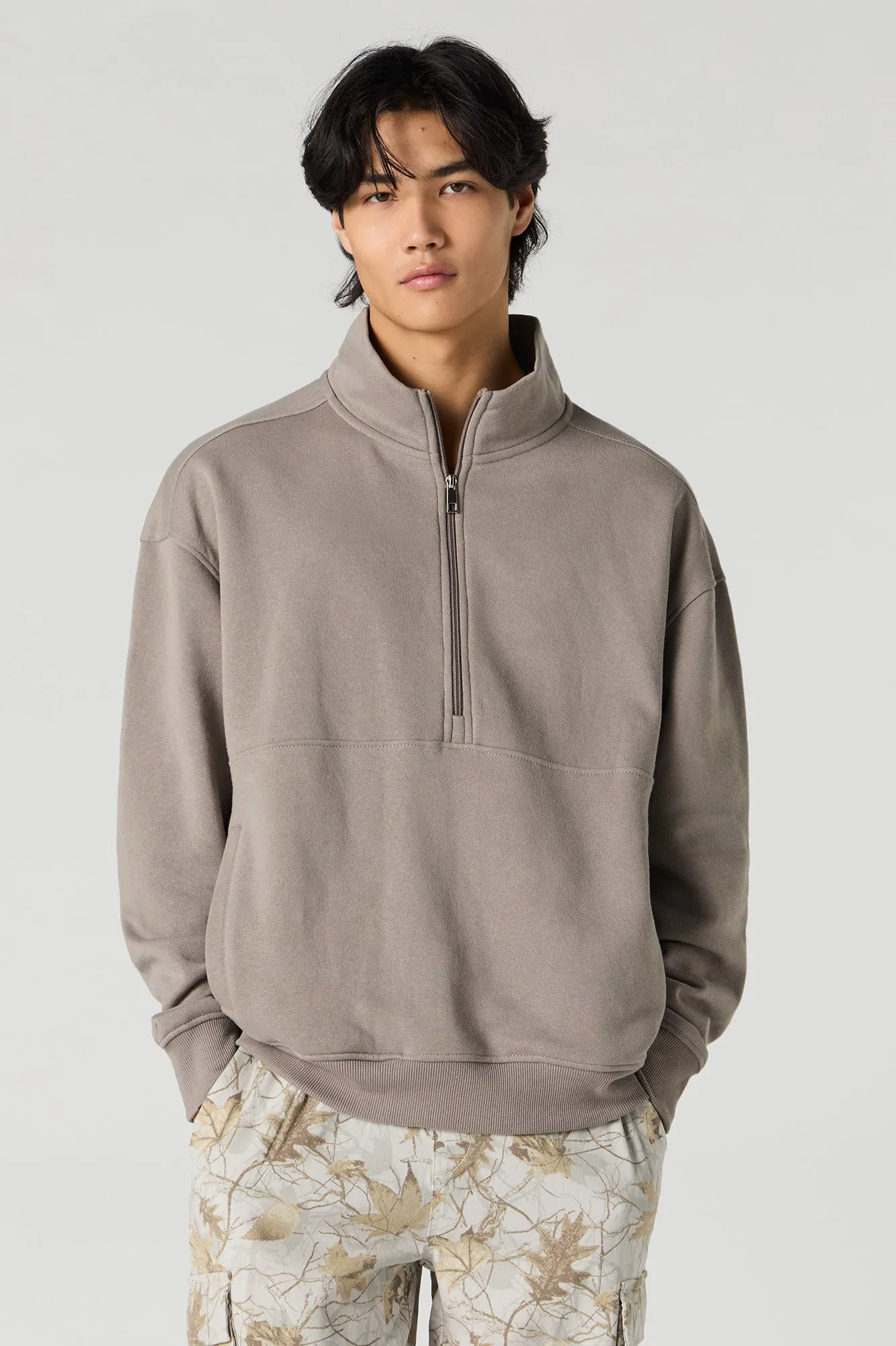 Fleece Quarter Zip Sweatshirt sold by Urban Planet product image thumbnail 4