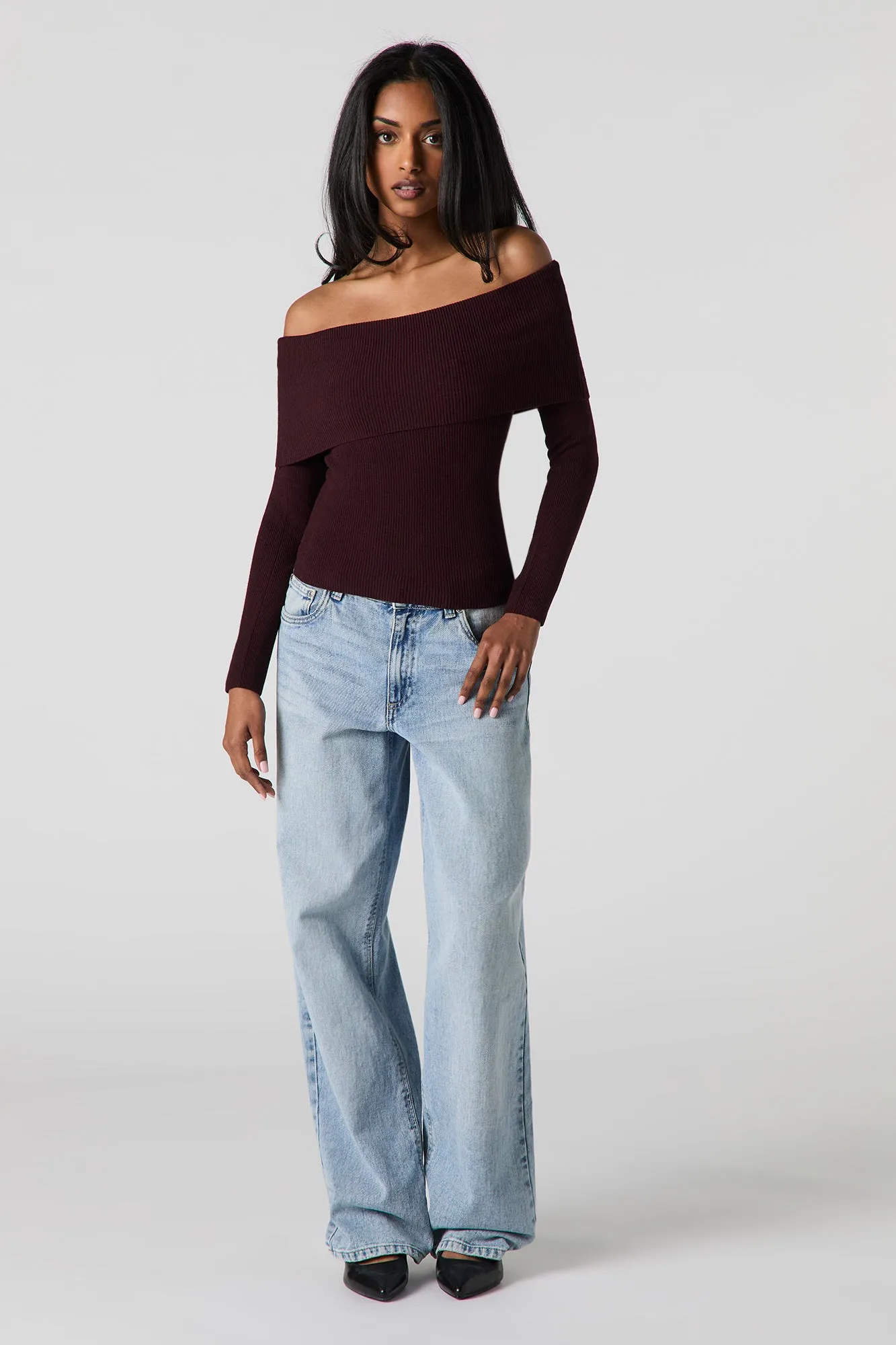 Ribbed Knit Off Shoulder Top sold by Urban Planet product image thumbnail 3