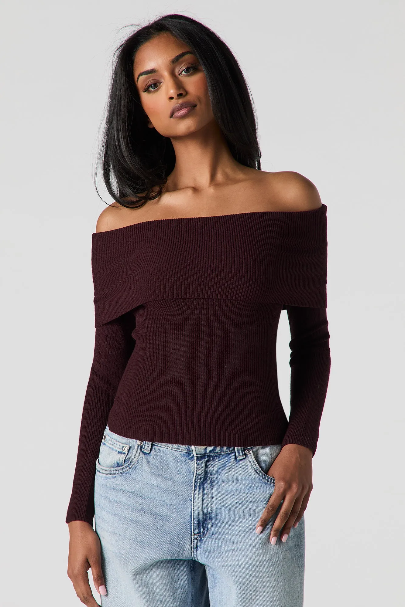Ribbed Knit Off Shoulder Top sold by Urban Planet product image thumbnail 4