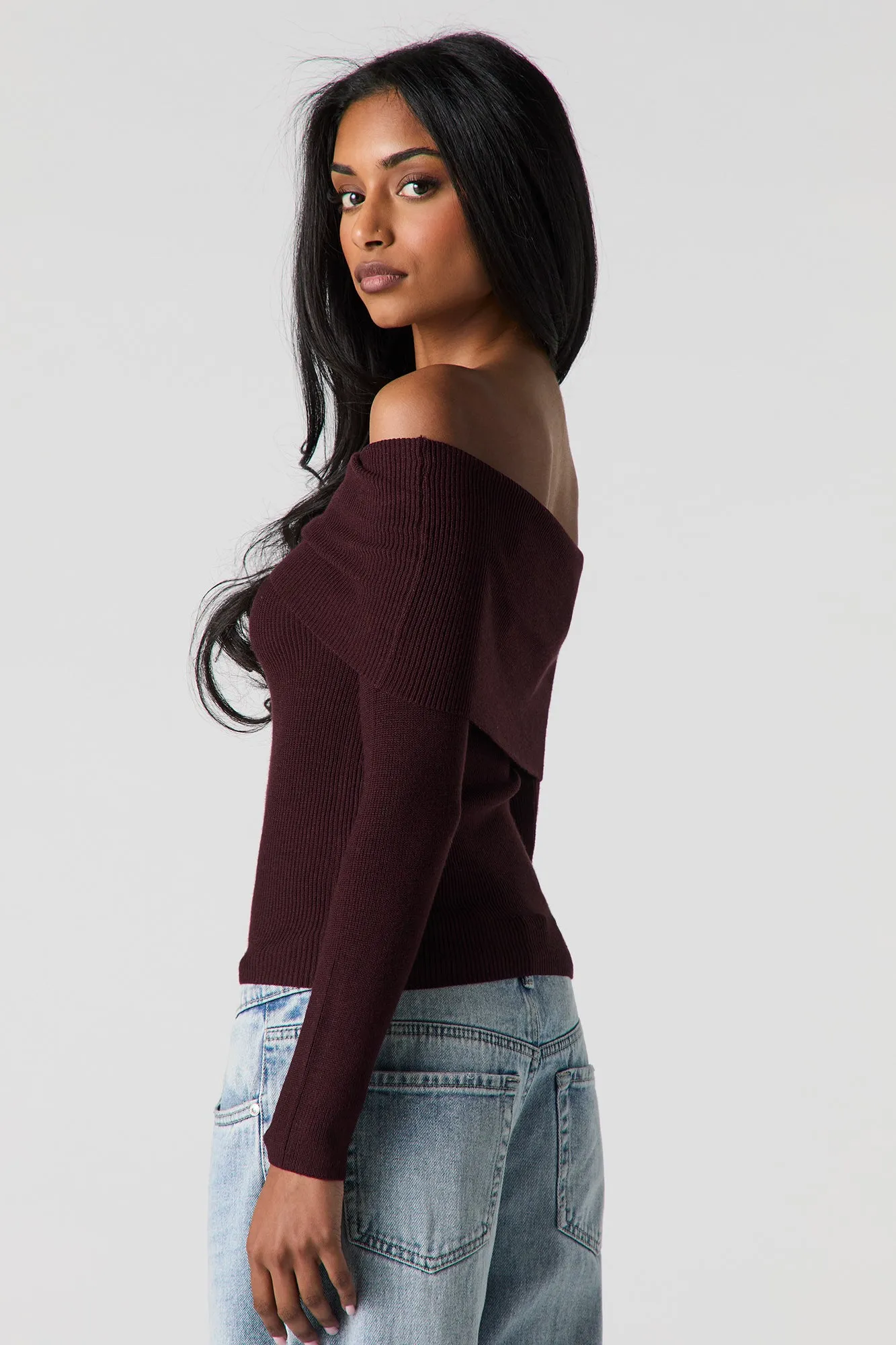 Ribbed Knit Off Shoulder Top sold by Urban Planet product image thumbnail 2